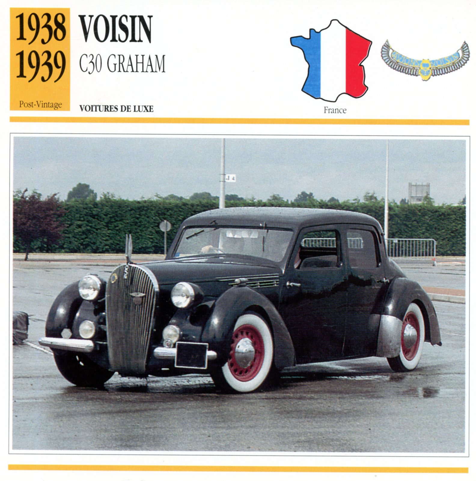 FICHE-AUTO-VOISIN-C30-GRAHAM-1938-1939-LEMASTERBROCKERS-CARS-CARD-ATLAS