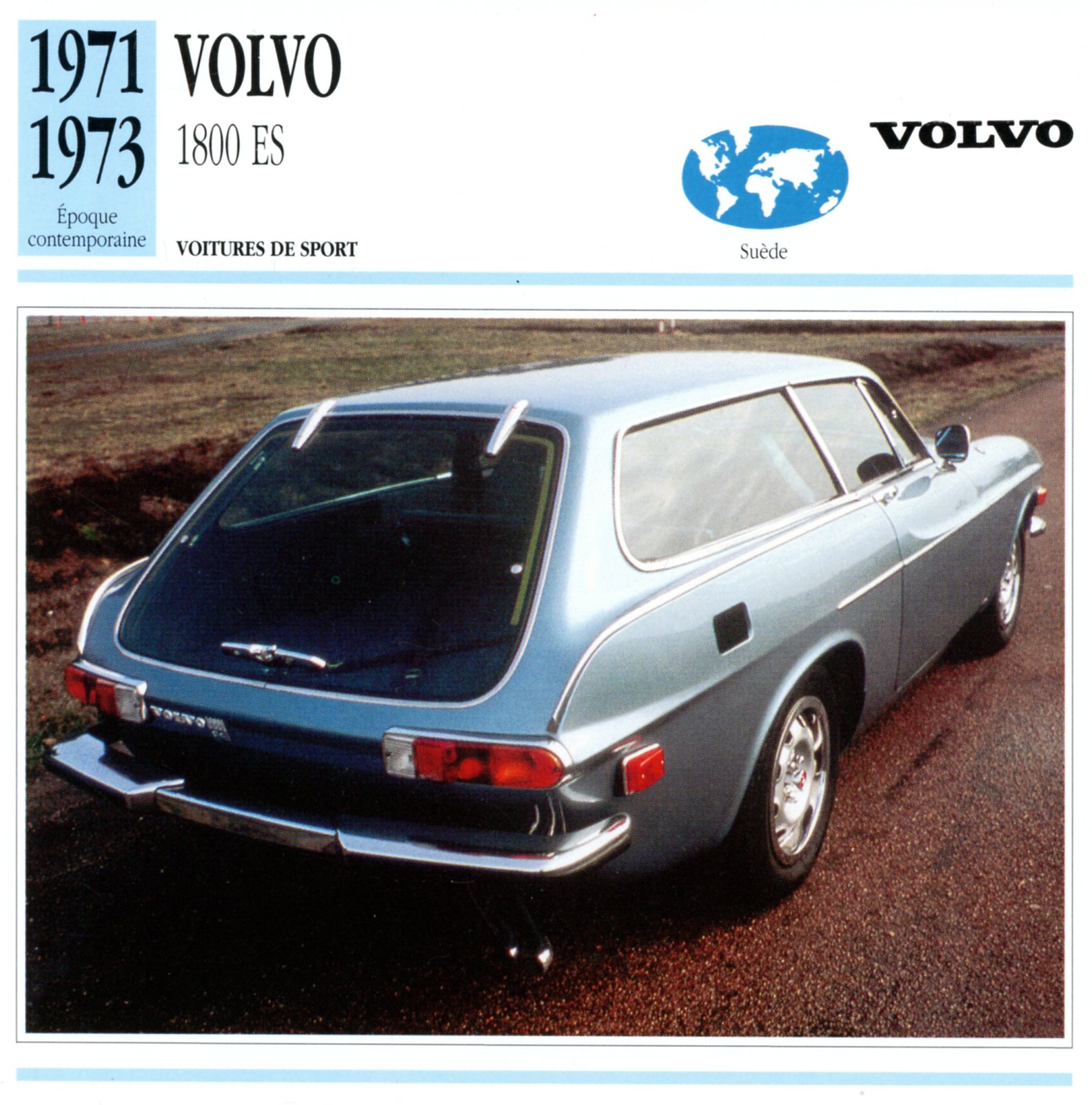 VOLVO 1800 ES 1971 1973 - FICHE AUTO CARACTÉRISTIQUES P1800