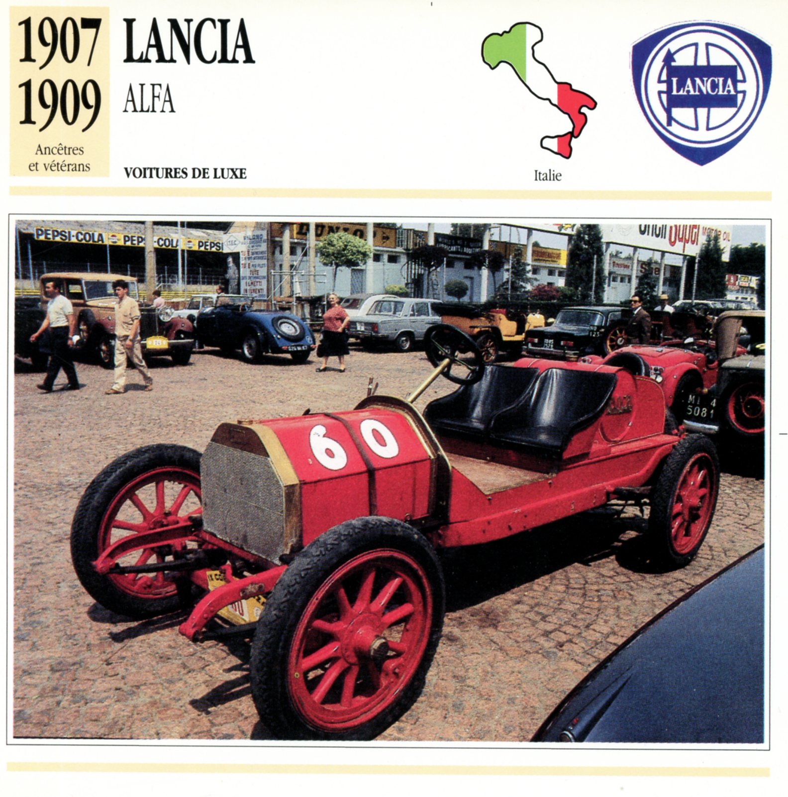LANCIA ALFA 1907 1909 - FICHE AUTO CARACTÉRISTIQUES
