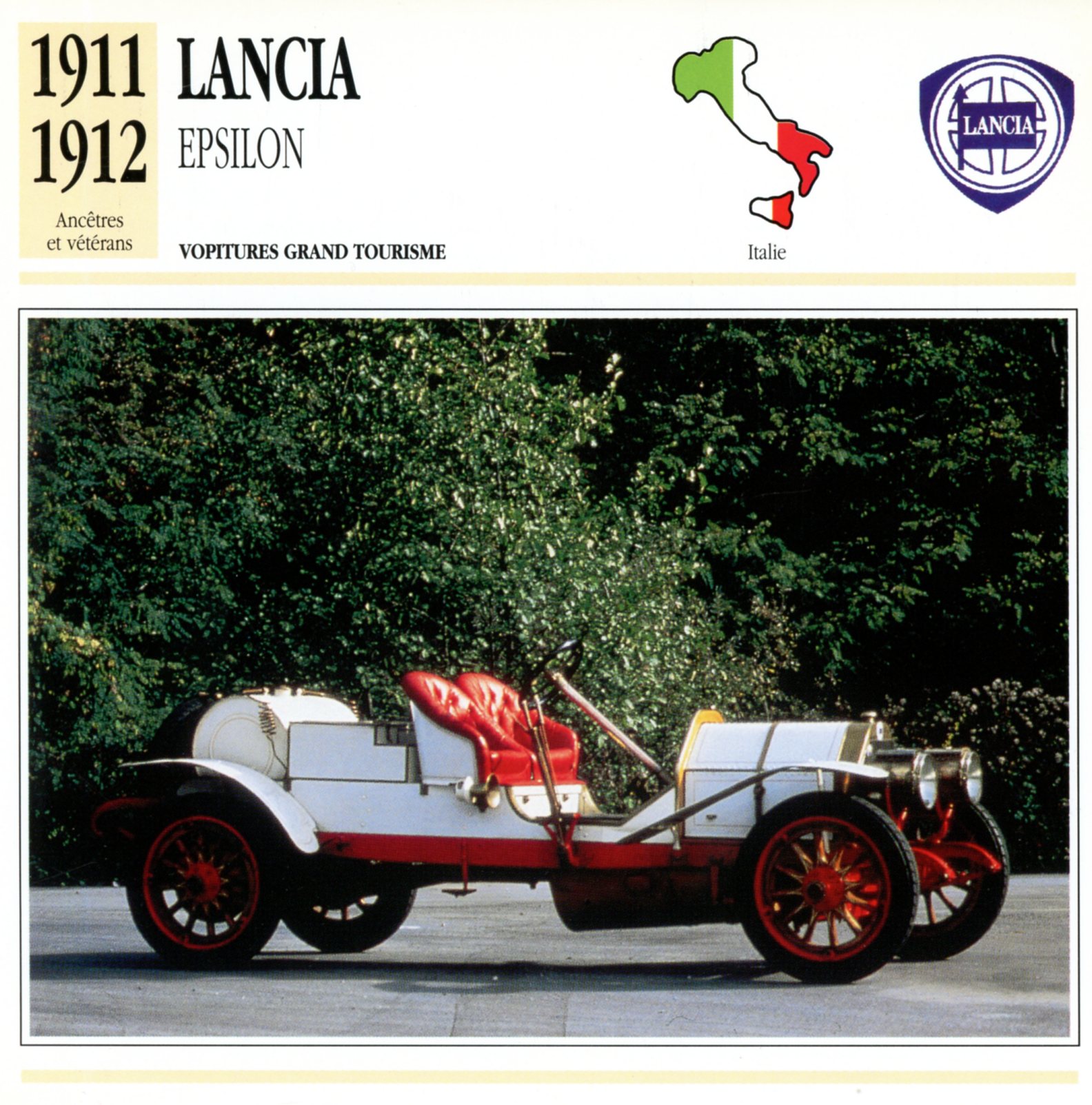 LANCIA EPSILON 1911 1912 - FICHE AUTO CARACTÉRISTIQUES