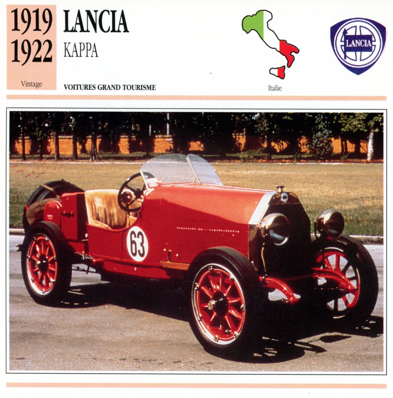 LANCIA KAPPA 1919 1922 - FICHE AUTO CARACTÉRISTIQUES