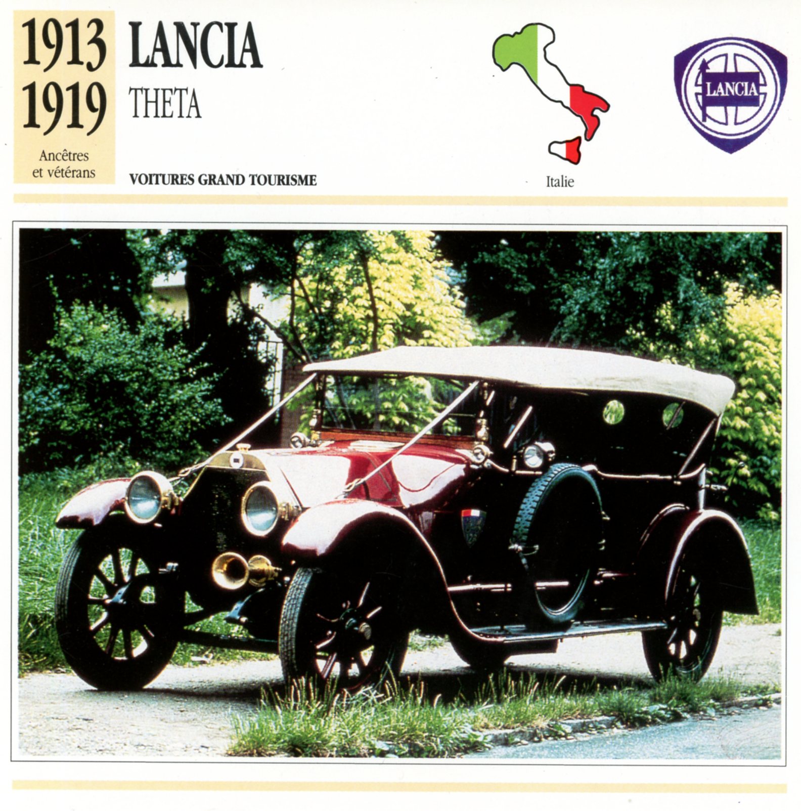 LANCIA THETA 1913 1919 - FICHE AUTO CARACTÉRISTIQUES