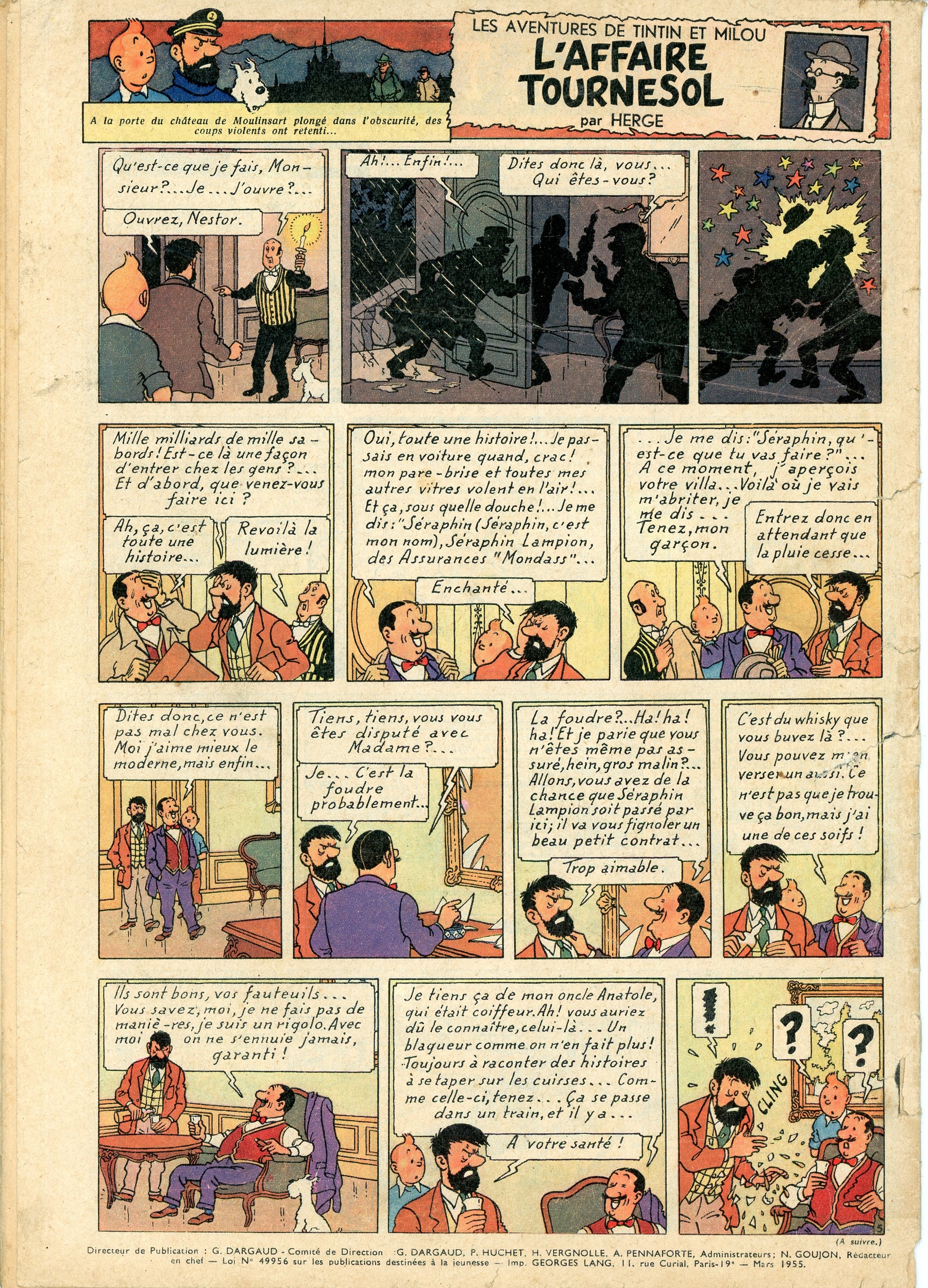 JOURNAL TINTIN N° 332 - 3 MARS 1955 - LAFFAIRE TOURNESOL