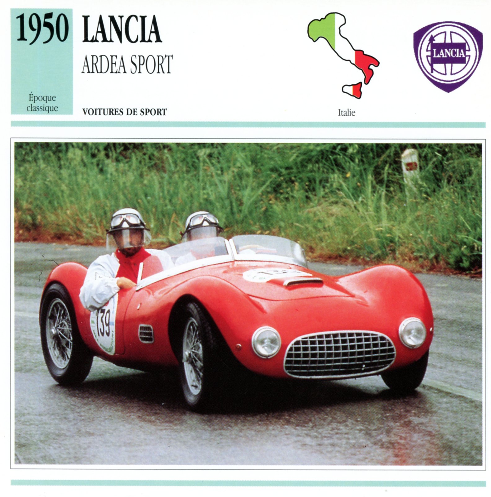 FICHE-AUTO-CARACTÉRISTIQUES-LANCIA-ARDEA-1950-LEMASTERBROCKERS-CARS-CARD