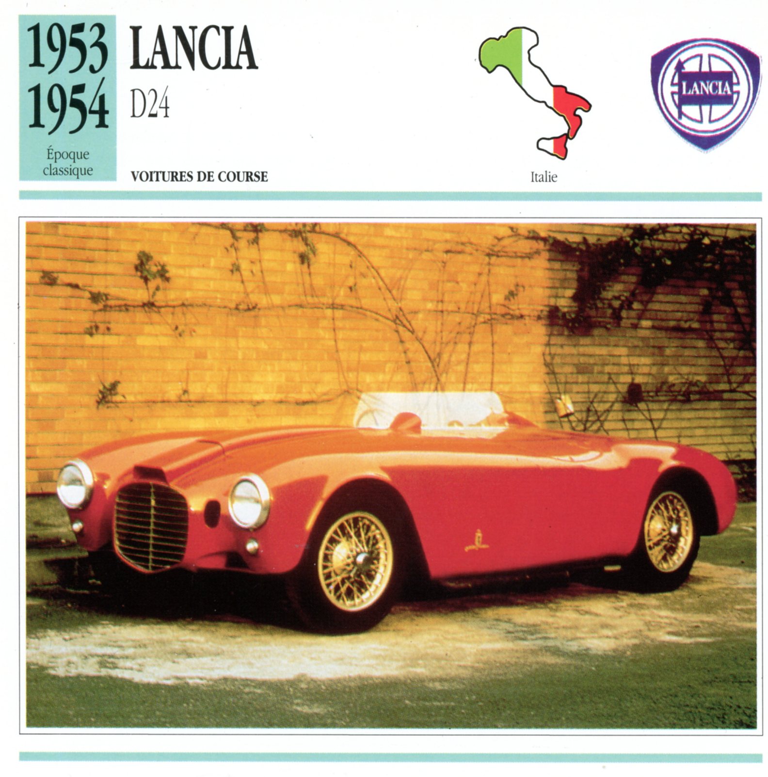 LANCIA ARDEA D24 1953 1954 - FICHE AUTO CARACTÉRISTIQUES