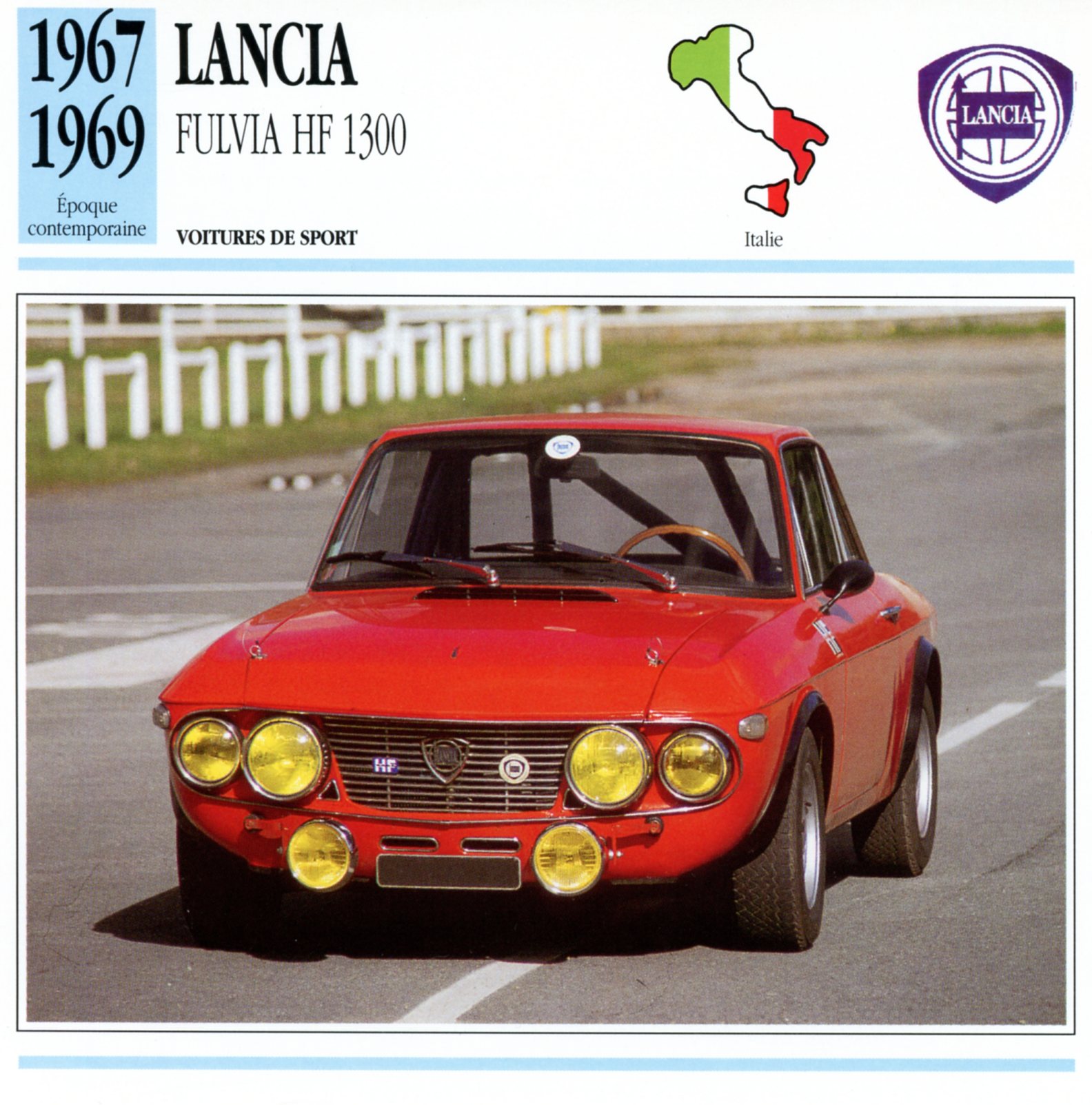 LANCIA FULVIA HF 1300 - FICHE AUTO CARACTÉRISTIQUES