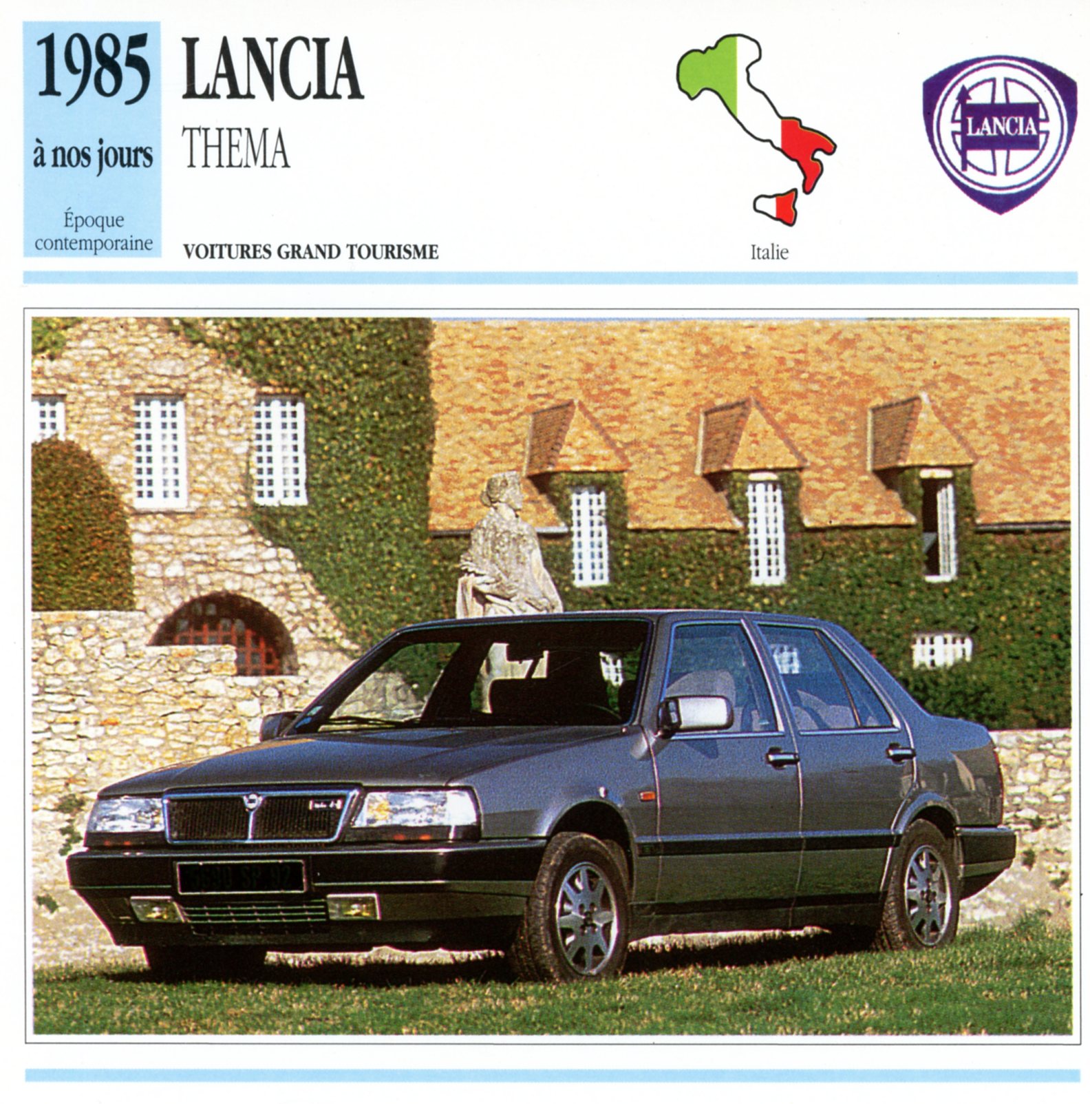 FICHE-LANCIA-THEMA-1985-LEMASTERBROCKERS-CARS-CARD-FICHE-AUTO