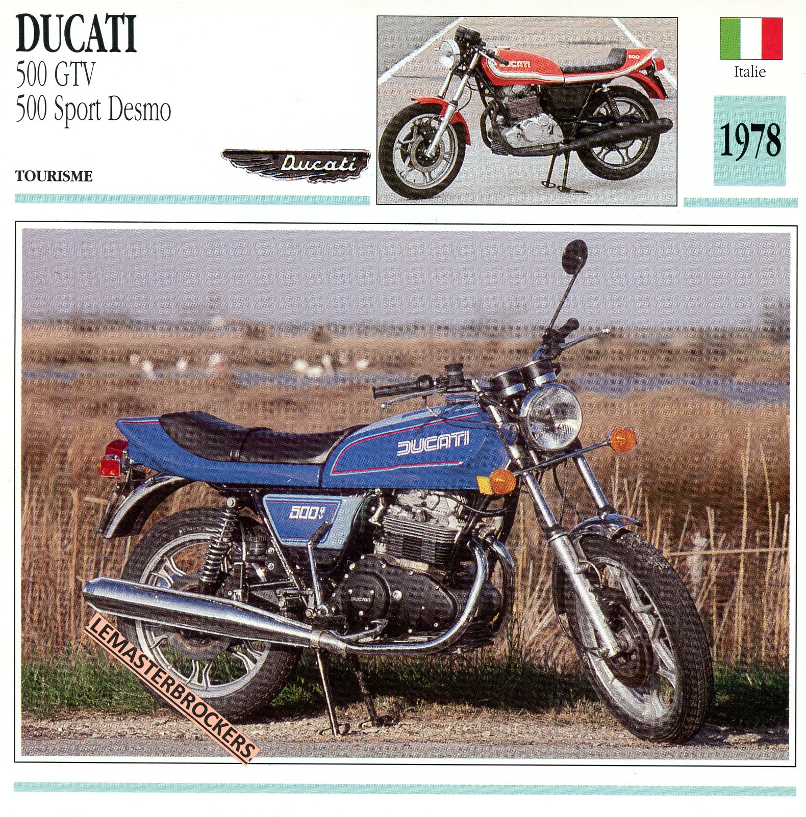FICHE-MOTO-DUCATI-500-GTV-DESMO-1978-LEMASTERBROCKERS-CARS-CARD
