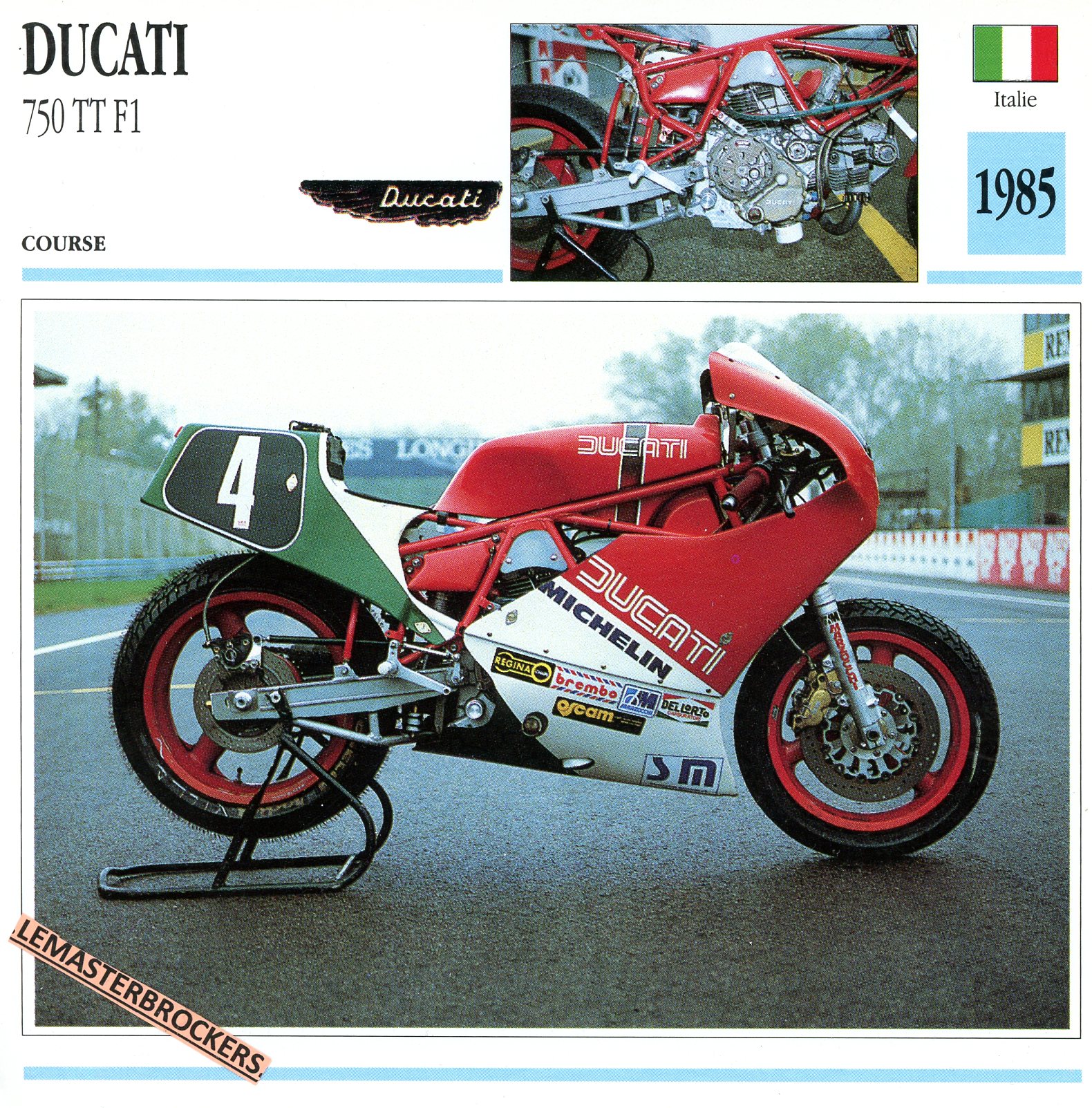 FICHE-MOTO-DUCATI-750-F1-1985-LEMASTERBROCKERS-CARS-CARD