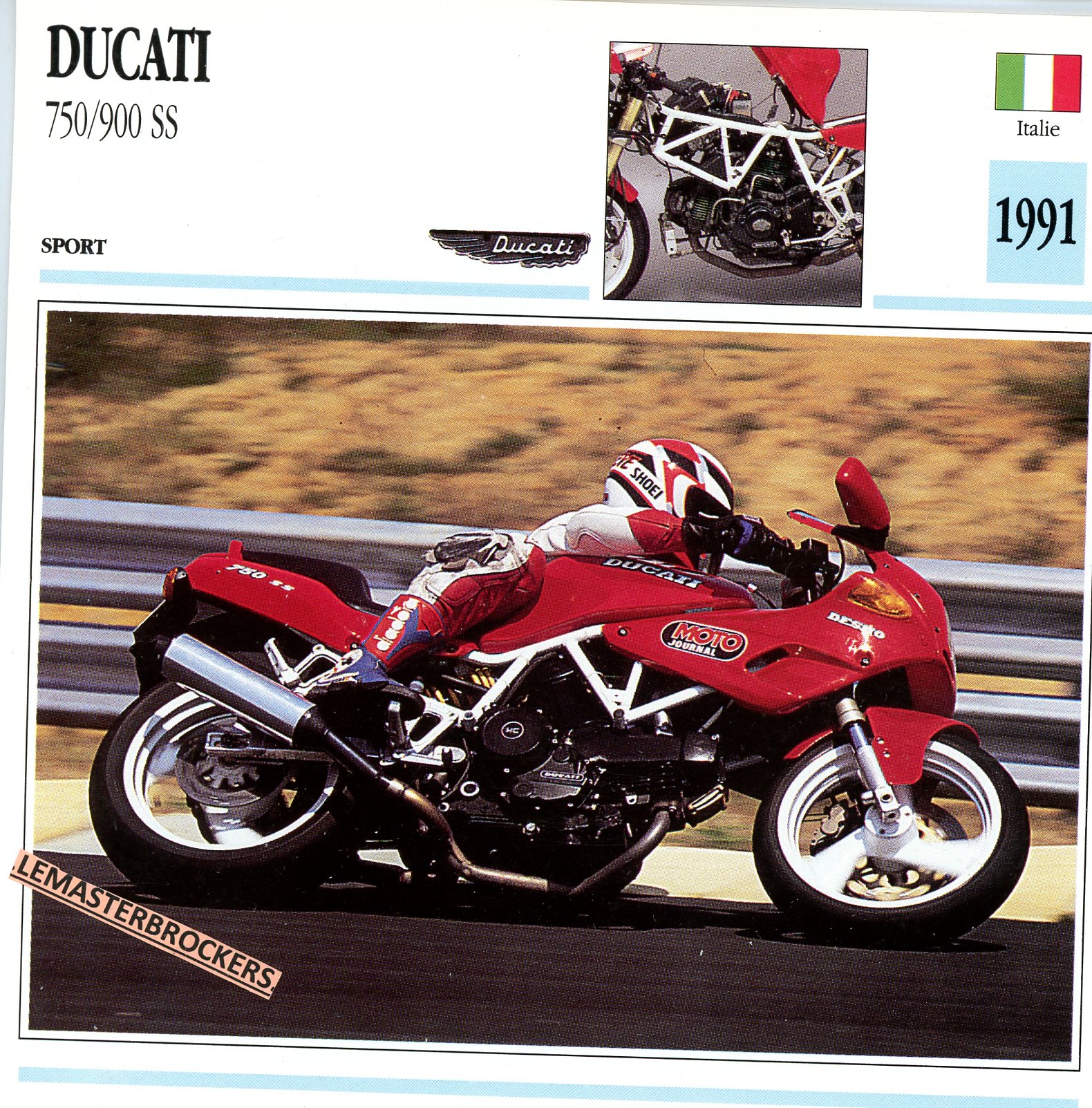 FICHE-MOTO-DUCATI-750-900-SS-1991-LEMASTERBROCKERS-CARS-CARD