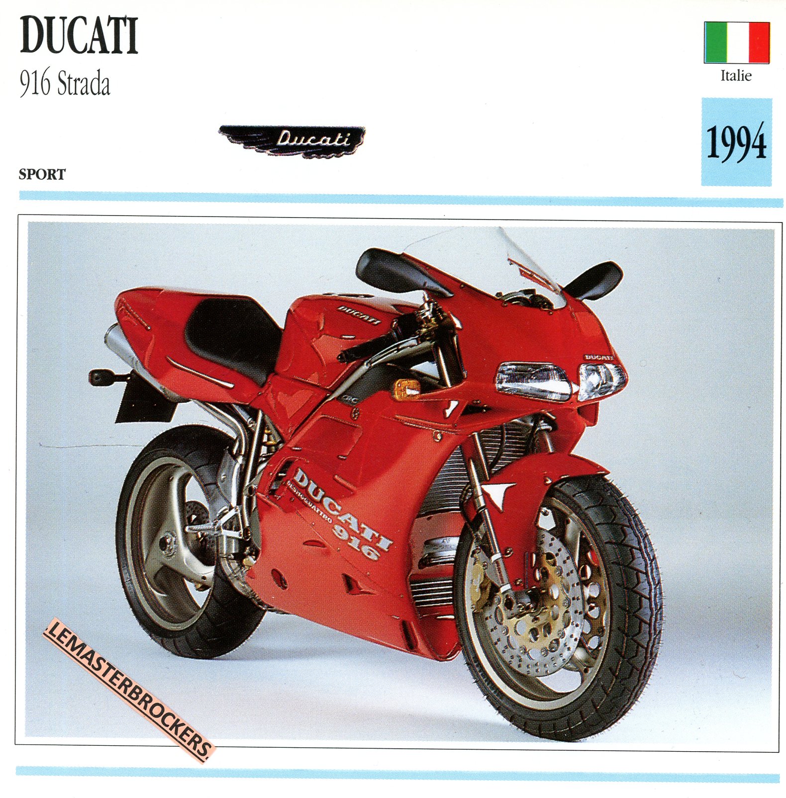 DUCATI 916 STRADA 1994 - FICHE MOTO CARACTÉRISTIQUES 900SS