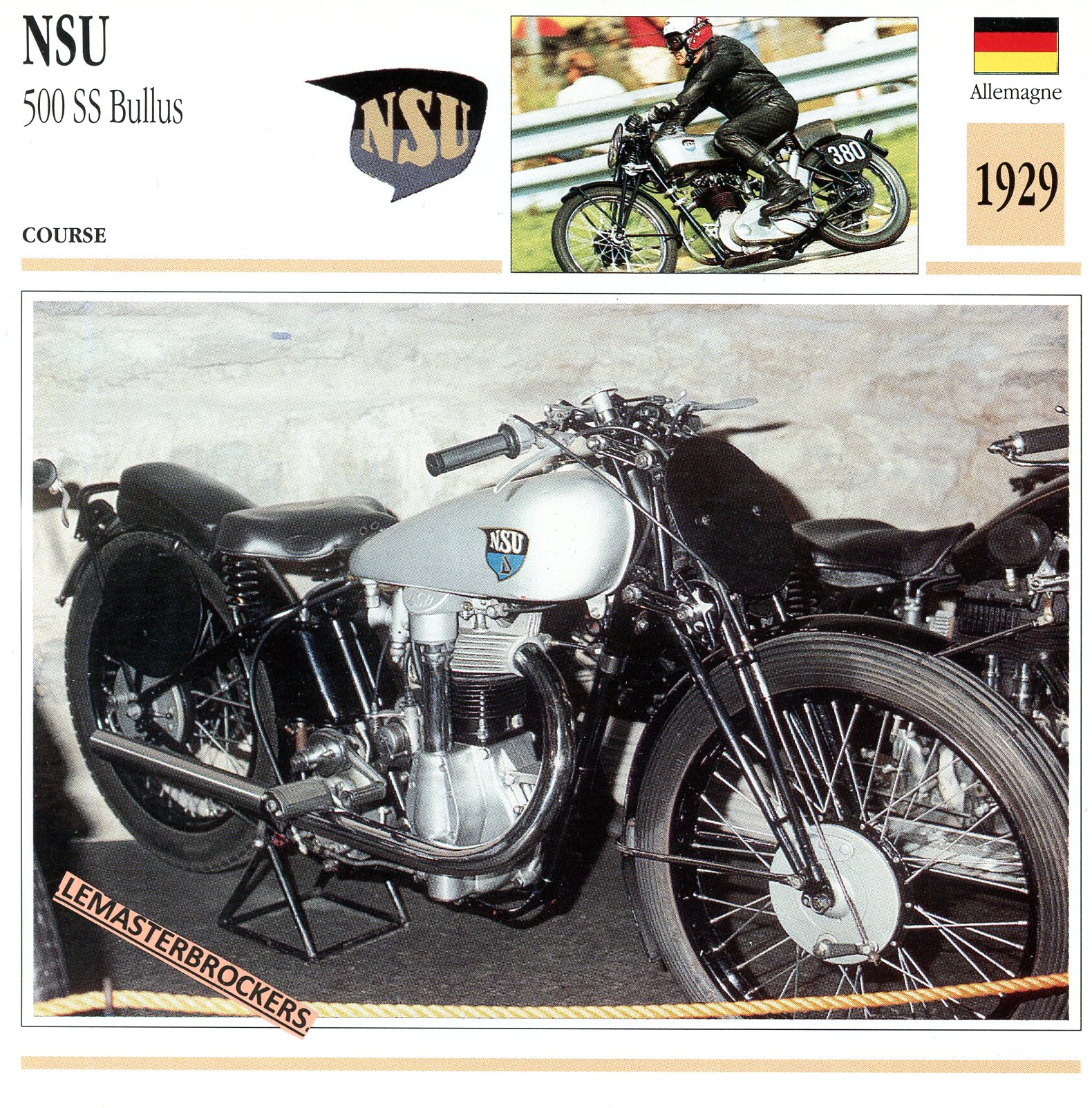 NSU 500 SS BULLUS 1929 - FICHE MOTO TOURISME ATLAS