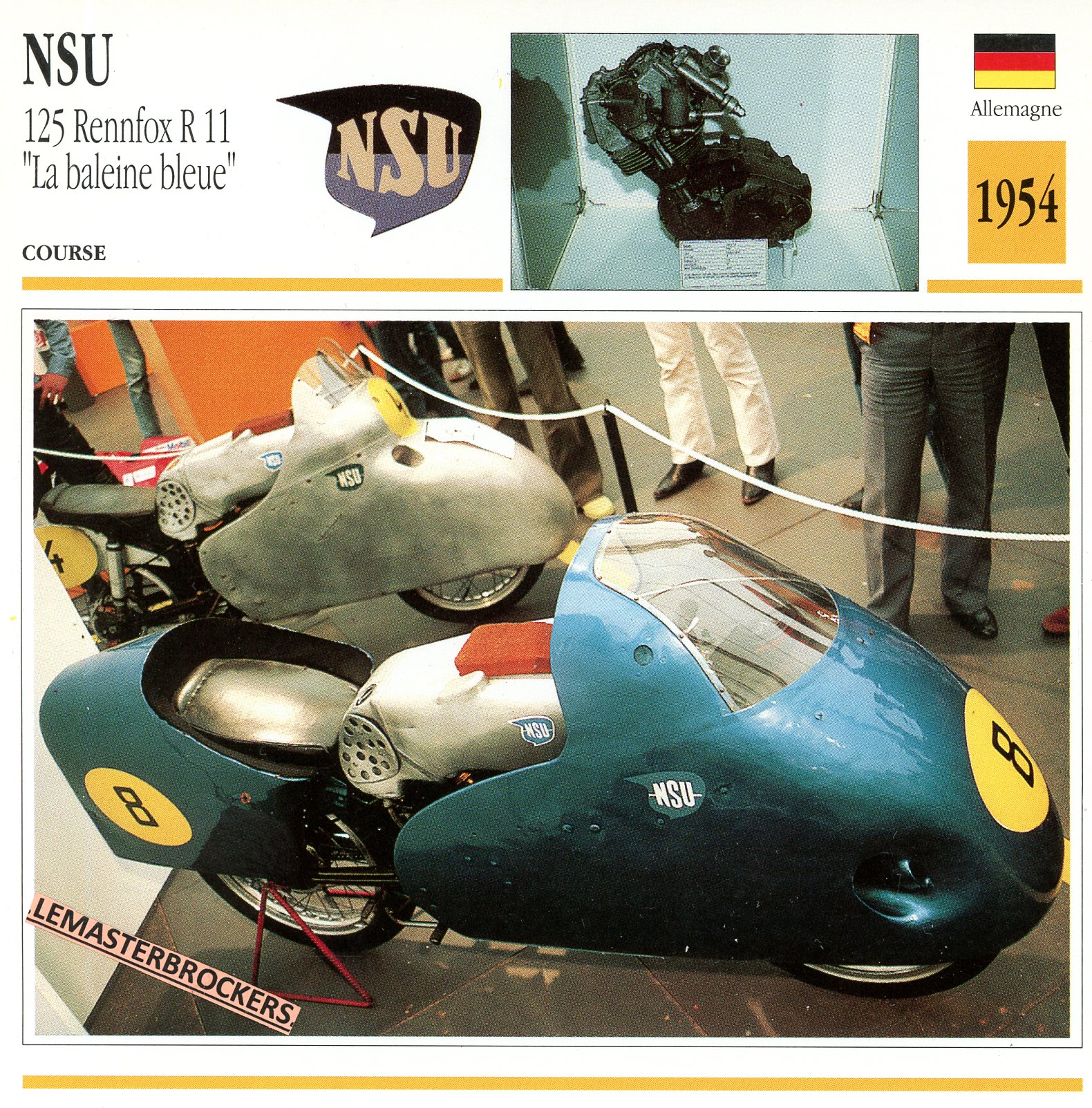 NSU-125-RENNFOX-R11-BALEINE-BLEUE-1954-FICHE-MOTO-ATLAS-lemasterbrockers-CARD-MOTORCYCLE