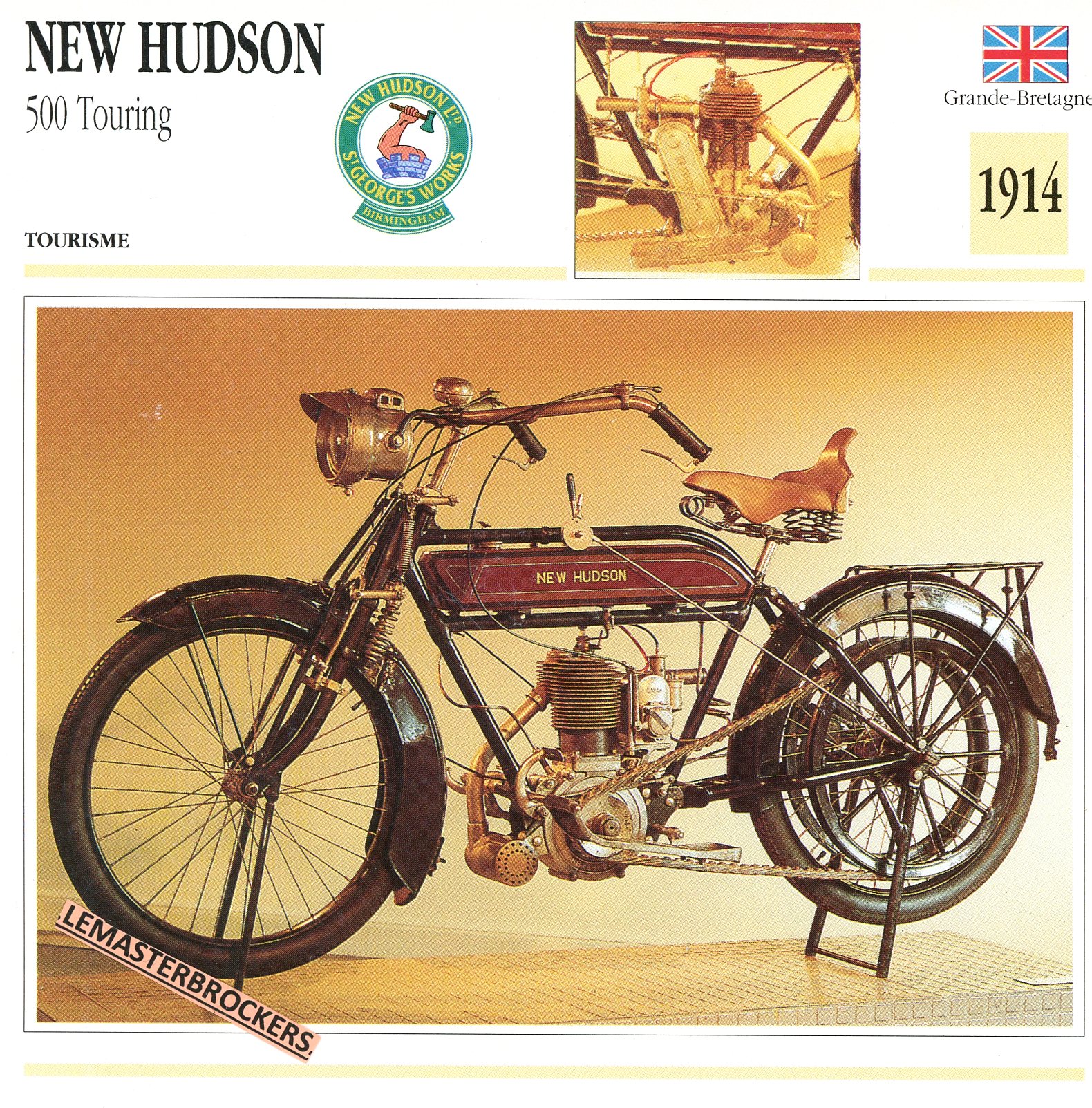 NEW-HUDSON-500-TOURING-1914-FICHE-MOTO-ATLAS-lemasterbrockers-CARD-MOTORCYCLE