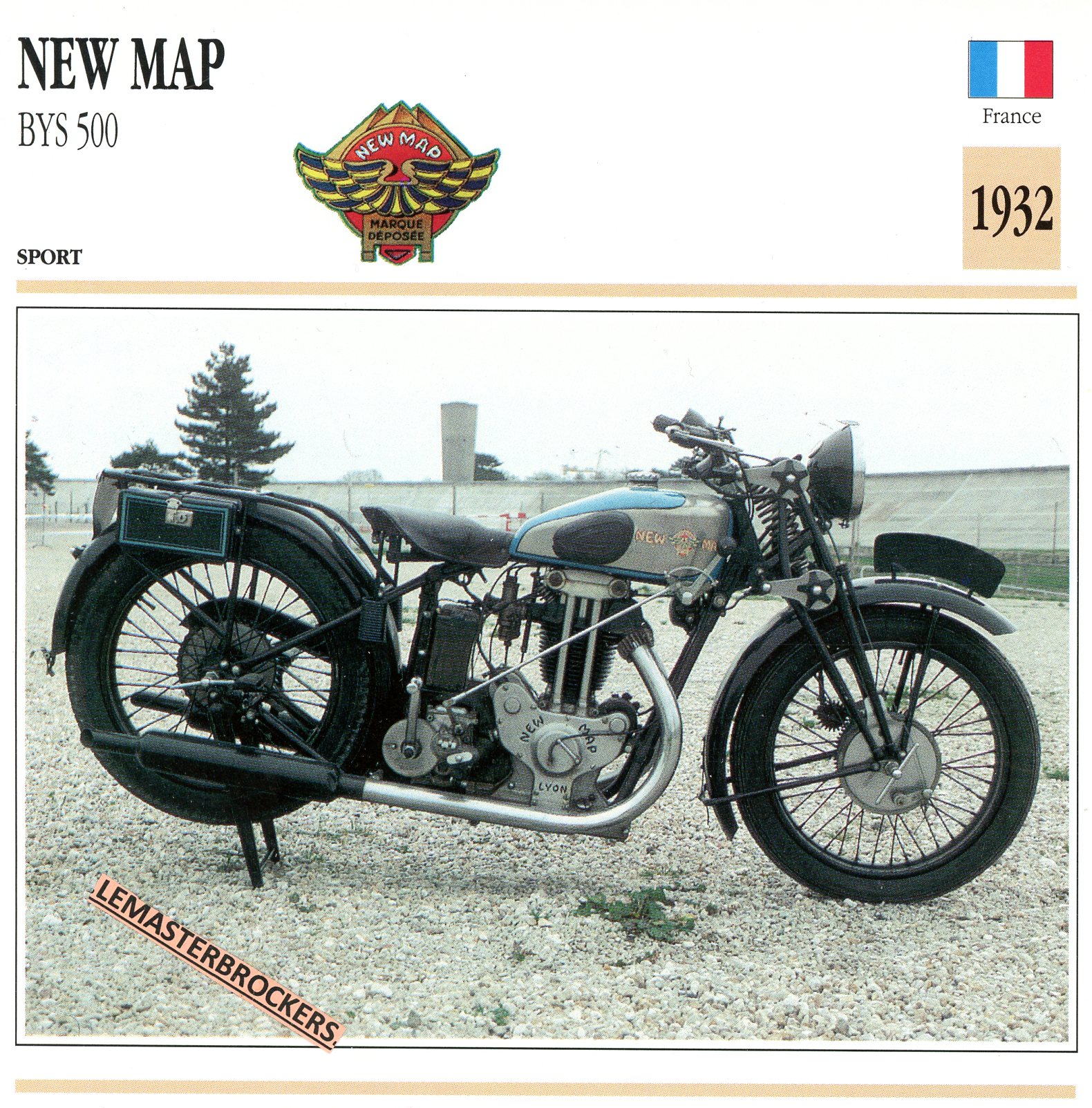 NEW MAP BYS 500 1932 - FICHE MOTO COLLECTION ATLAS