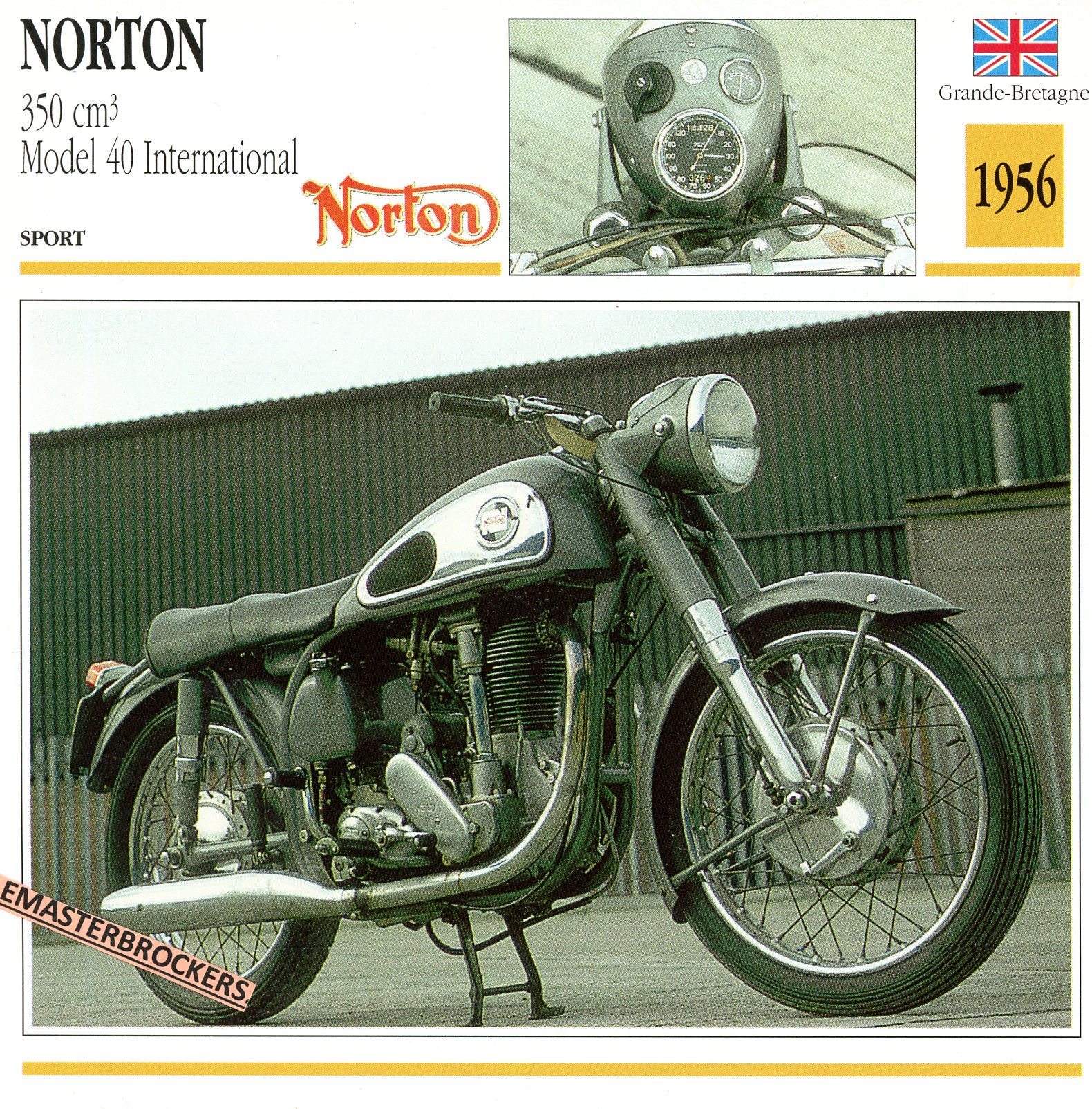 NORTON 350 MODEL 40 INTERNATIONAL 1956 - FICHE MOTO COLLECTION ATLAS