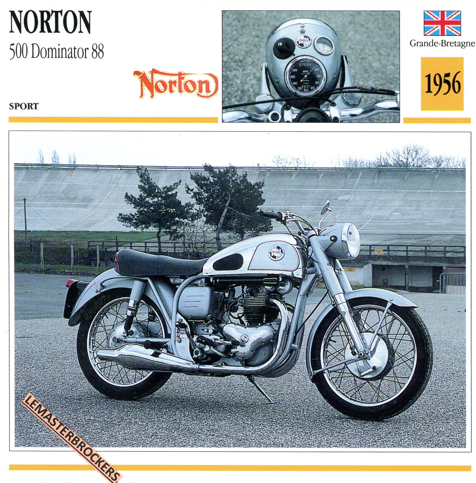 NORTON 500 DOMINATOR 88 1956 - FICHE MOTO COLLECTION ATLAS