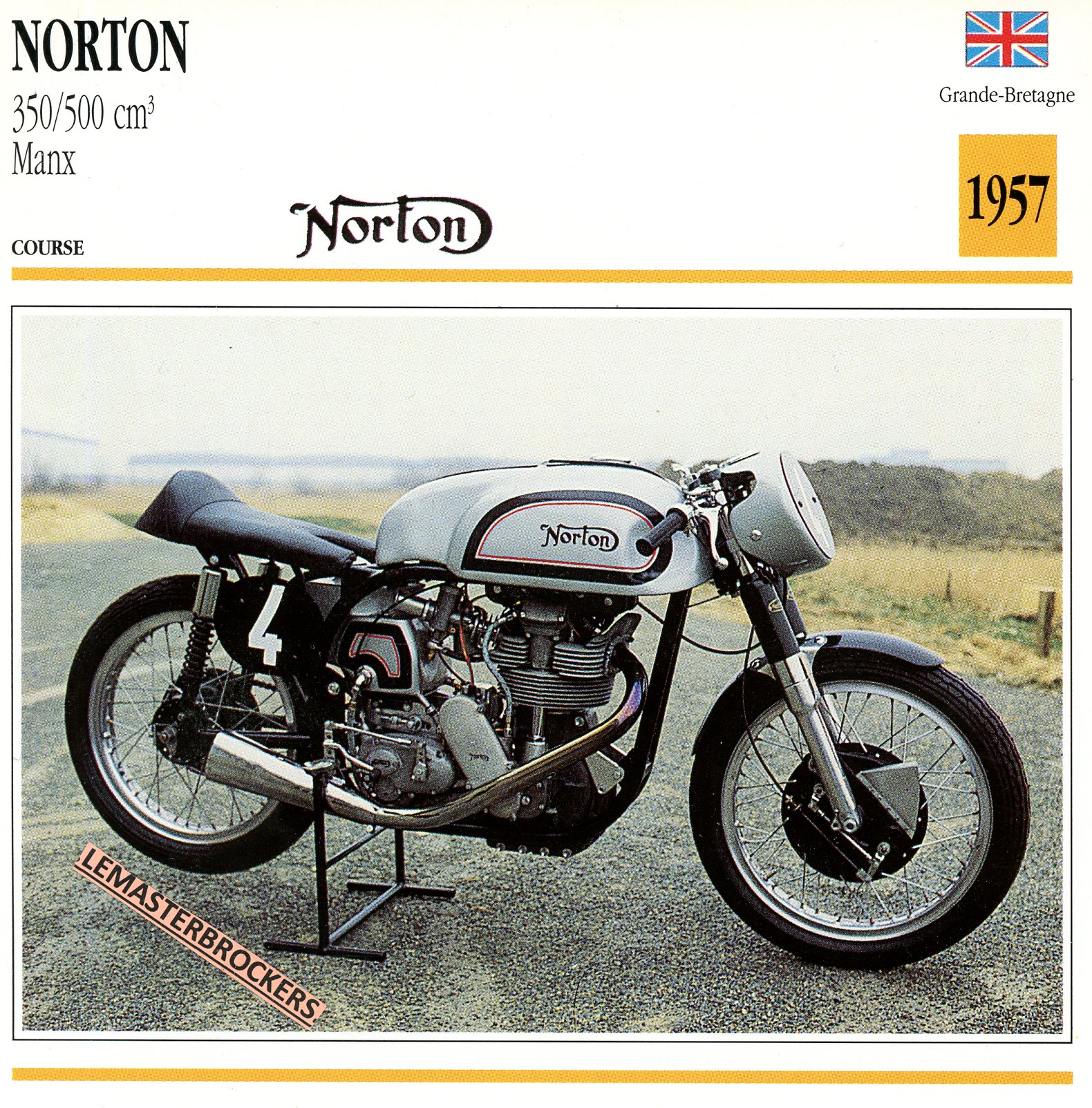 NORTON 350 500 MANX 1957 - FICHE MOTO COLLECTION ATLAS