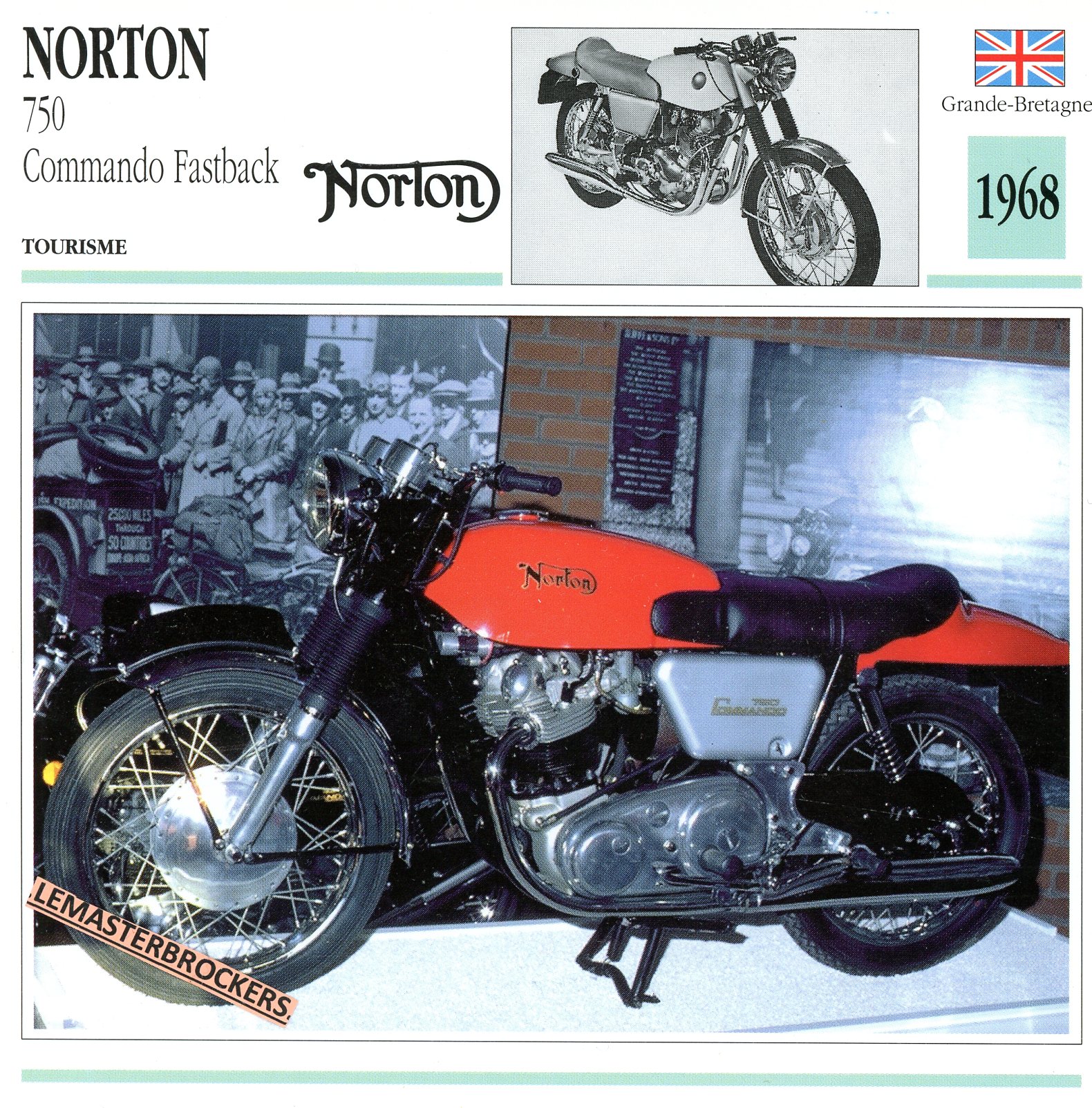 NORTON 750 COMMANDO FASTBACK 1968 - FICHE MOTO COLLECTION ATLAS