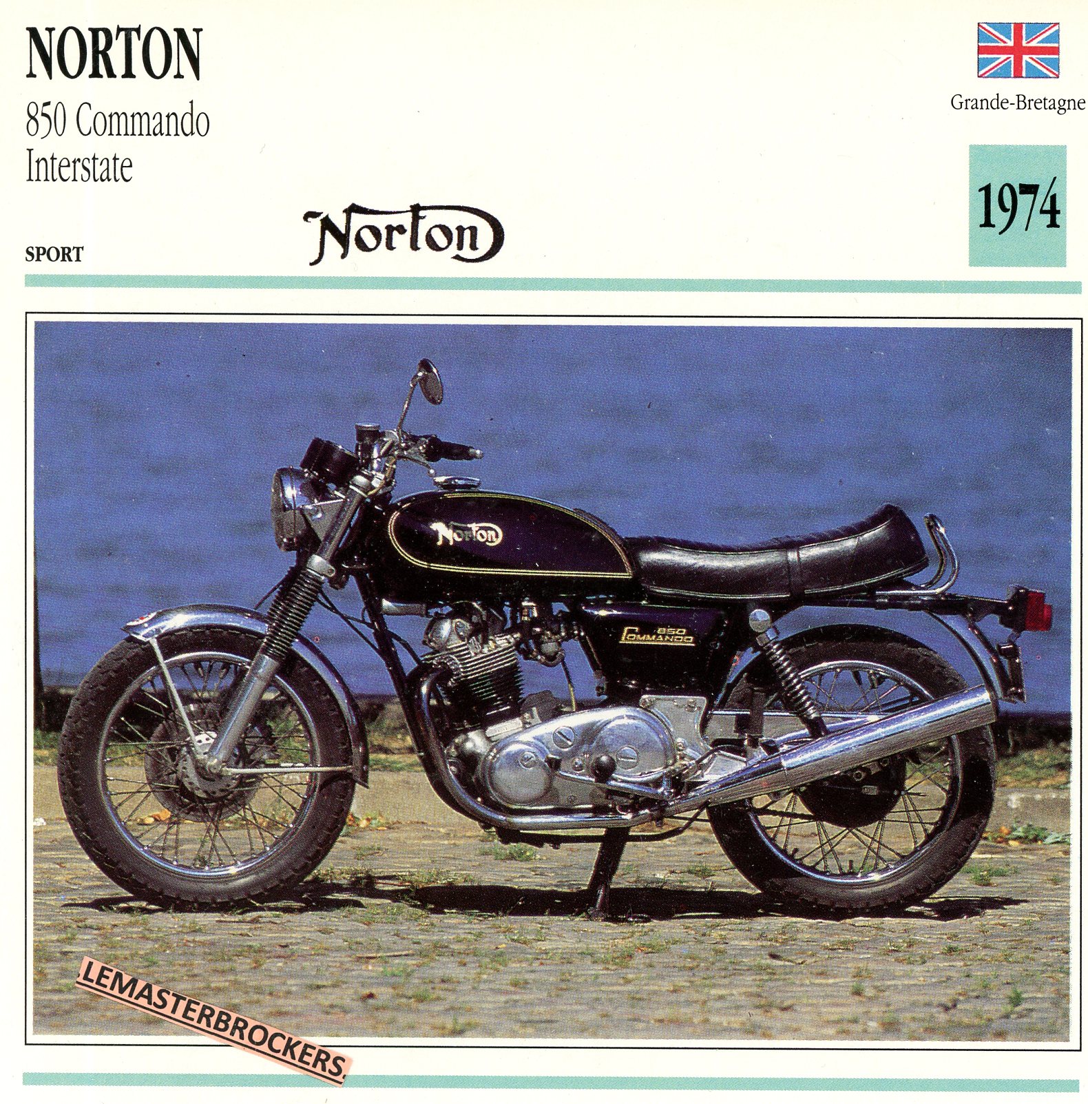 NORTON 850 COMMANDO INTERSTATE 1974 - FICHE MOTO COLLECTION ATLAS