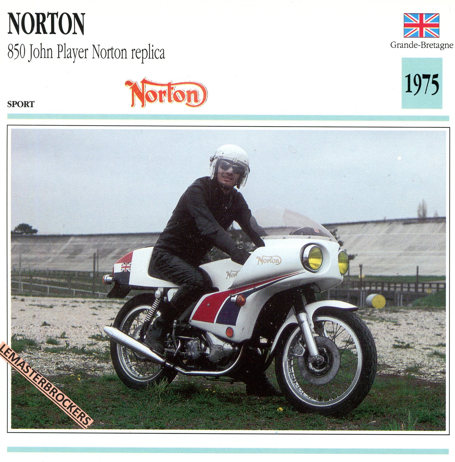 NORTON-850-JOHN-PLAYER-REPLICA-1975 -FICHE-MOTO-ATLAS-lemasterbrockers-CARD-MOTORCYCLE