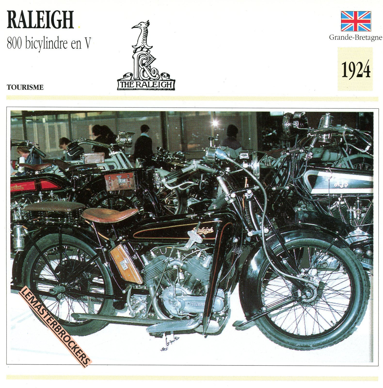 RALEIGH-800-BICYLINDRE-V-1924-FICHE-MOTO-ATLAS-lemasterbrockers-CARD-MOTORCYCLE
