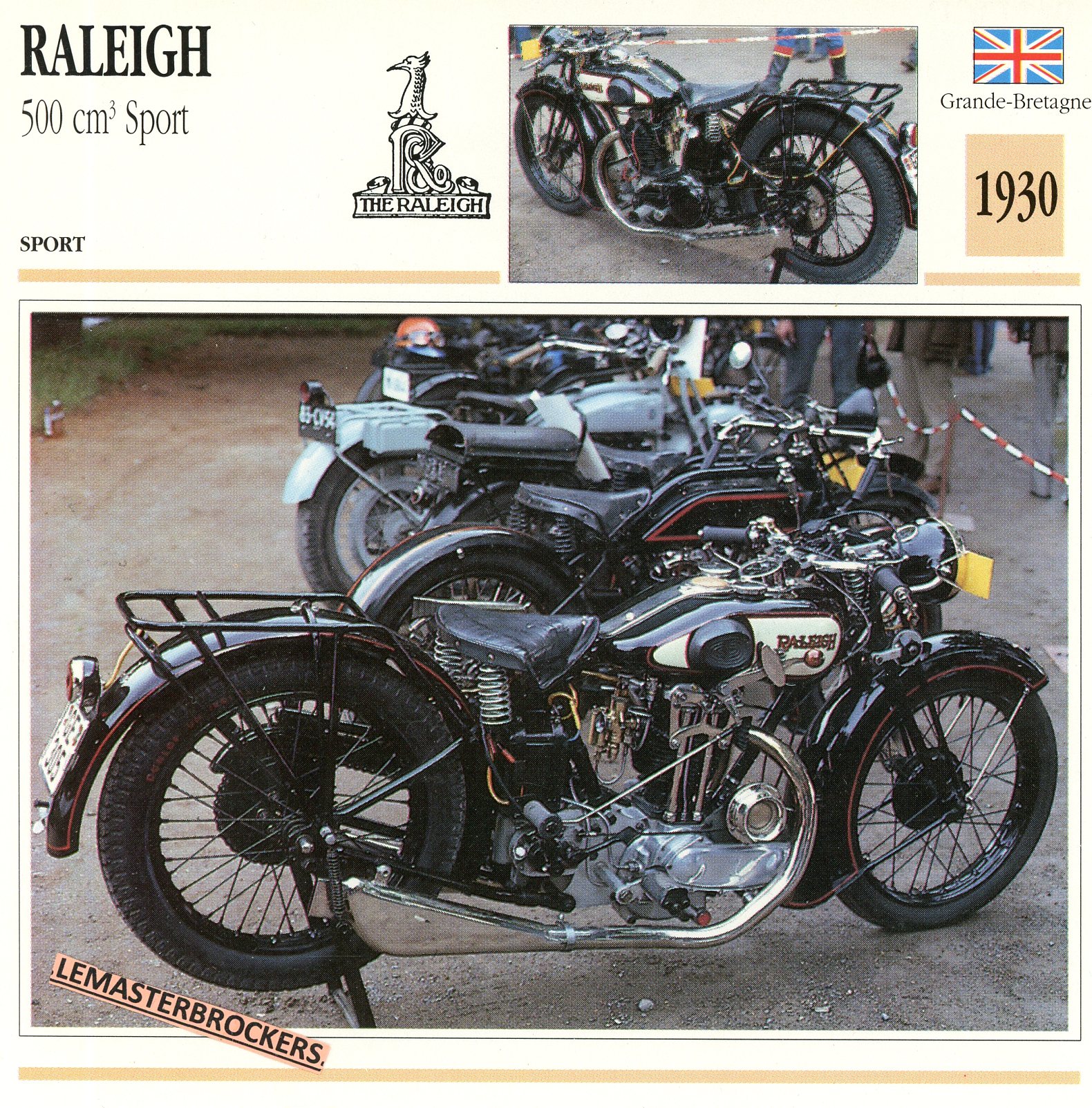 RALEIGH-500-SPORT-1930-FICHE-MOTO-ATLAS-lemasterbrockers-CARD-MOTORCYCLE
