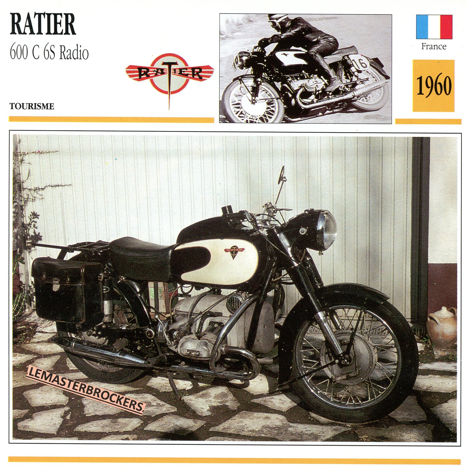 RATIER-600CC-6S-RADIO-1960-FICHE-MOTO-ATLAS-lemasterbrockers-CARD-MOTORCYCLE