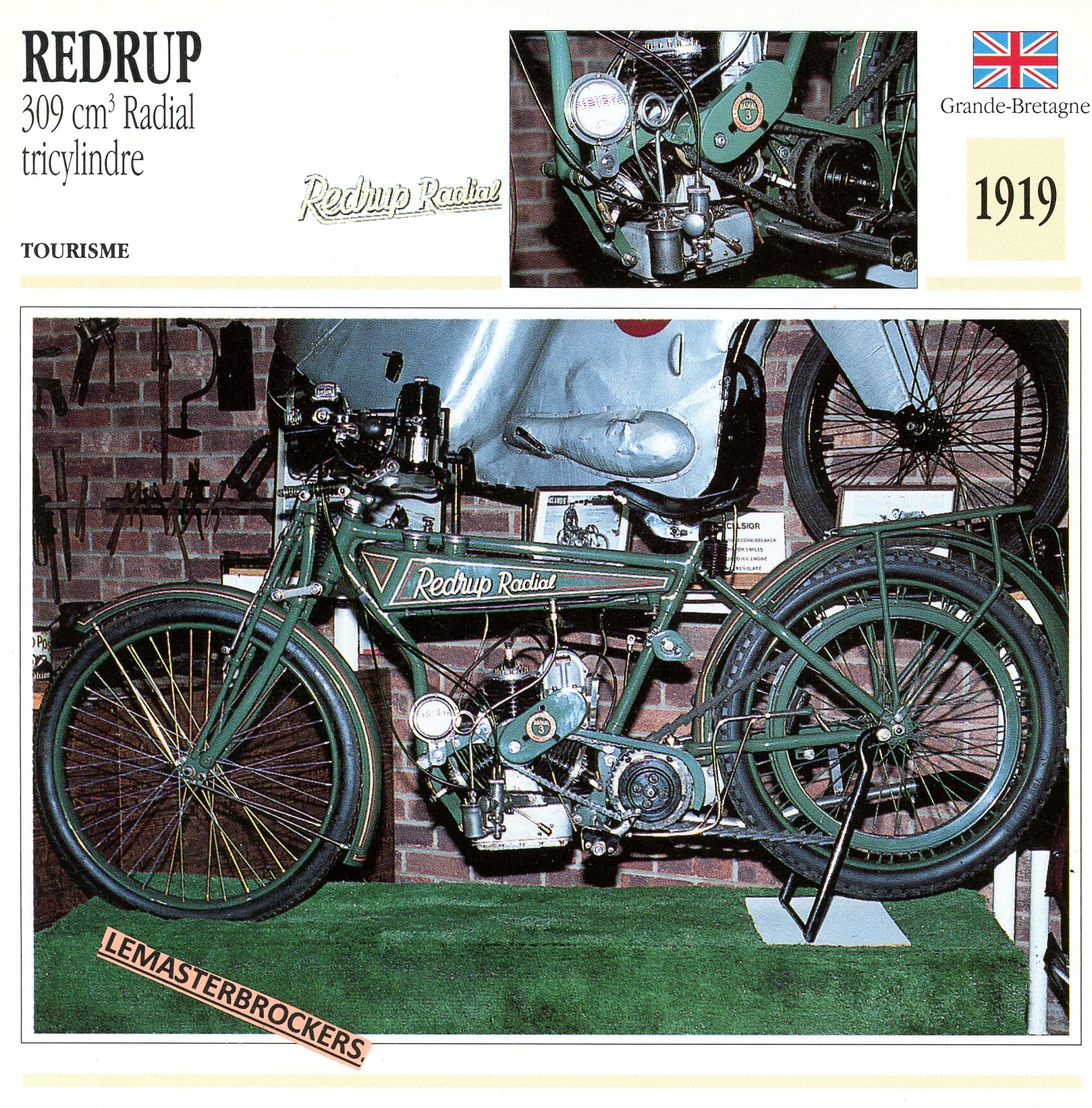 REDRUP-309-RADIAL-TRICYLINDRE-1919-FICHE-MOTO-ATLAS-lemasterbrockers-CARD-MOTORCYCLE