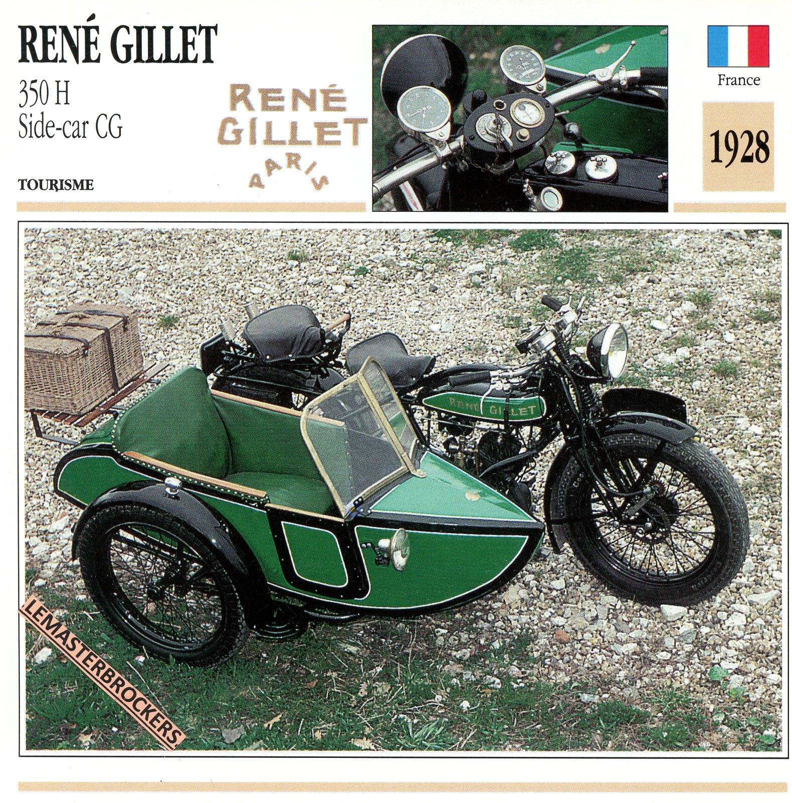 RENÉ GILLET 350H SIDE-CAR CG 1928 - FICHE MOTO ATLAS