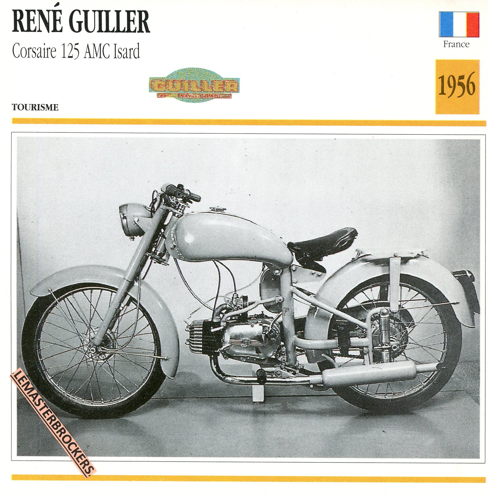 RENÉ-GILLET-CORSAIRE-AMC-ISARD-FICHE-MOTO-LEMASTERBROCKERS-CARD-MOTORCYCLE