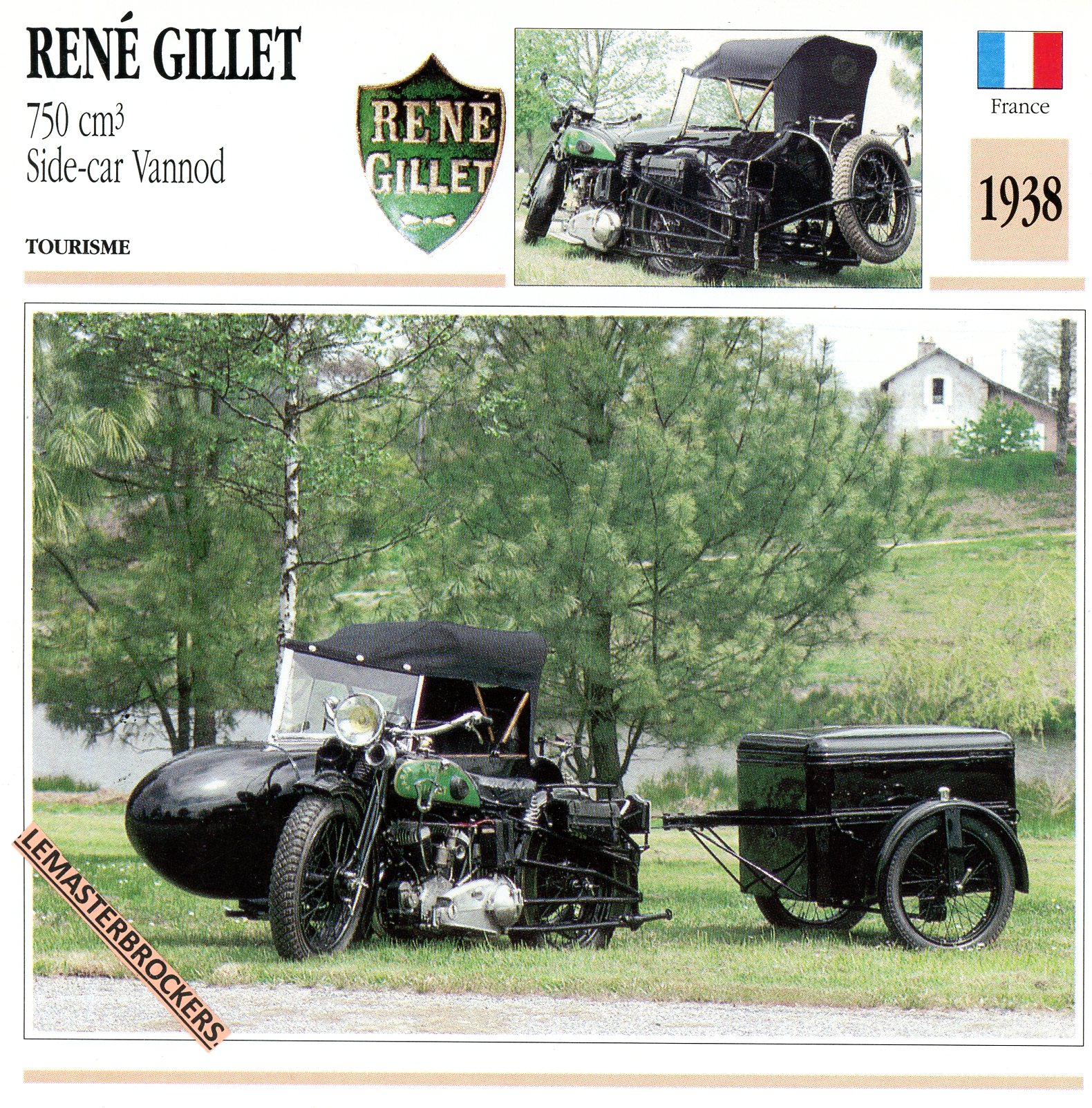 RENÉ-GILLET-SIDE-CAR-VANNOD-1938-FICHE-MOTO-LEMASTERBROCKERS-CARD-MOTORCYCLE