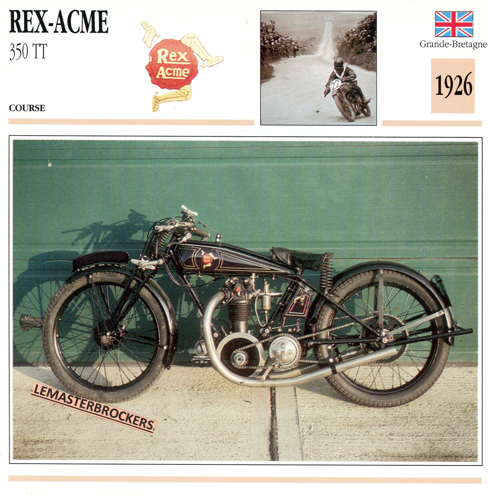 REX-ACME-350-TT-1926-FICHE-MOTO-LEMASTERBROCKERS-CARD-MOTORCYCLE