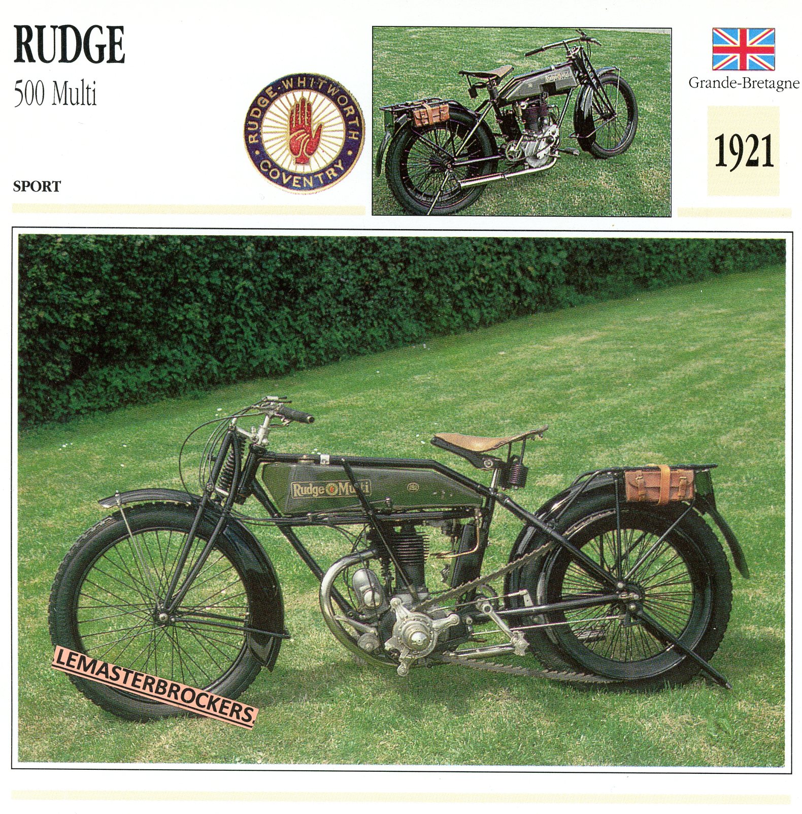 RUDGE 500 MULTI 1921 - FICHE MOTO ATLAS