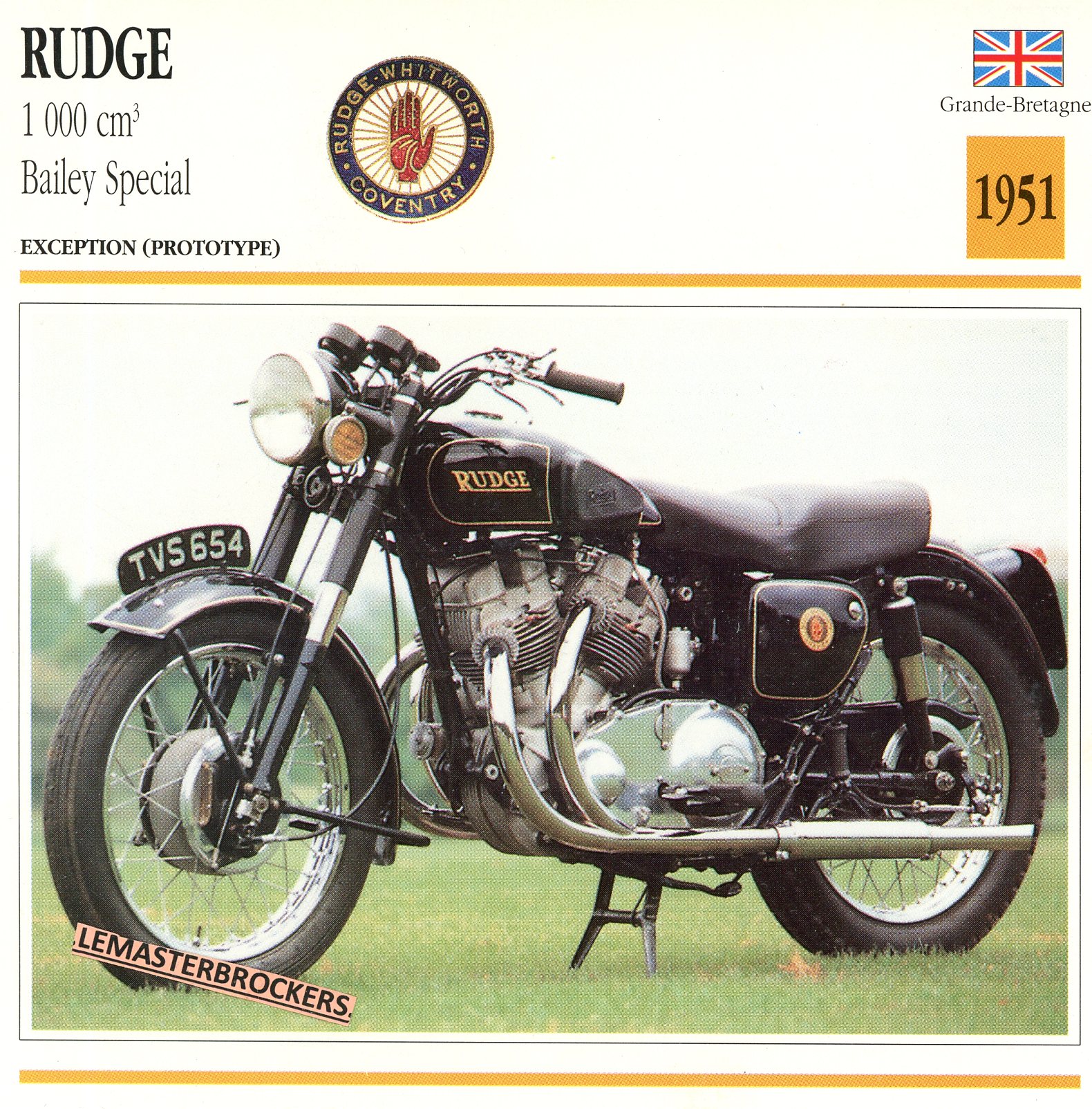 RUDGE 1000 BAILEY SPECIAL 1951 - FICHE MOTO ATLAS