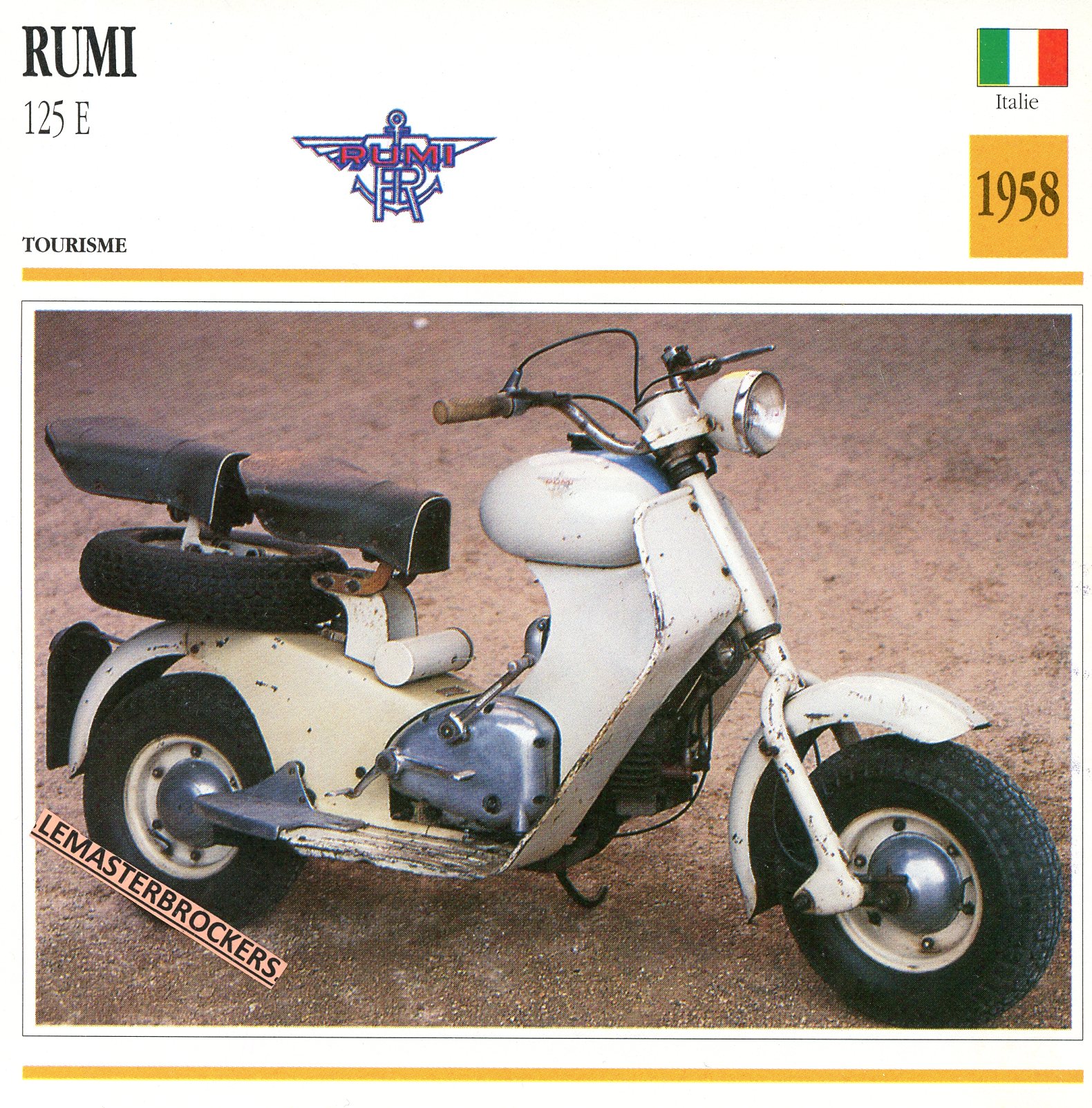 RUMI-125E-1958-FICHE-SCOOTER-LEMASTERBROCKERS-CARD-MOTORCYCLE