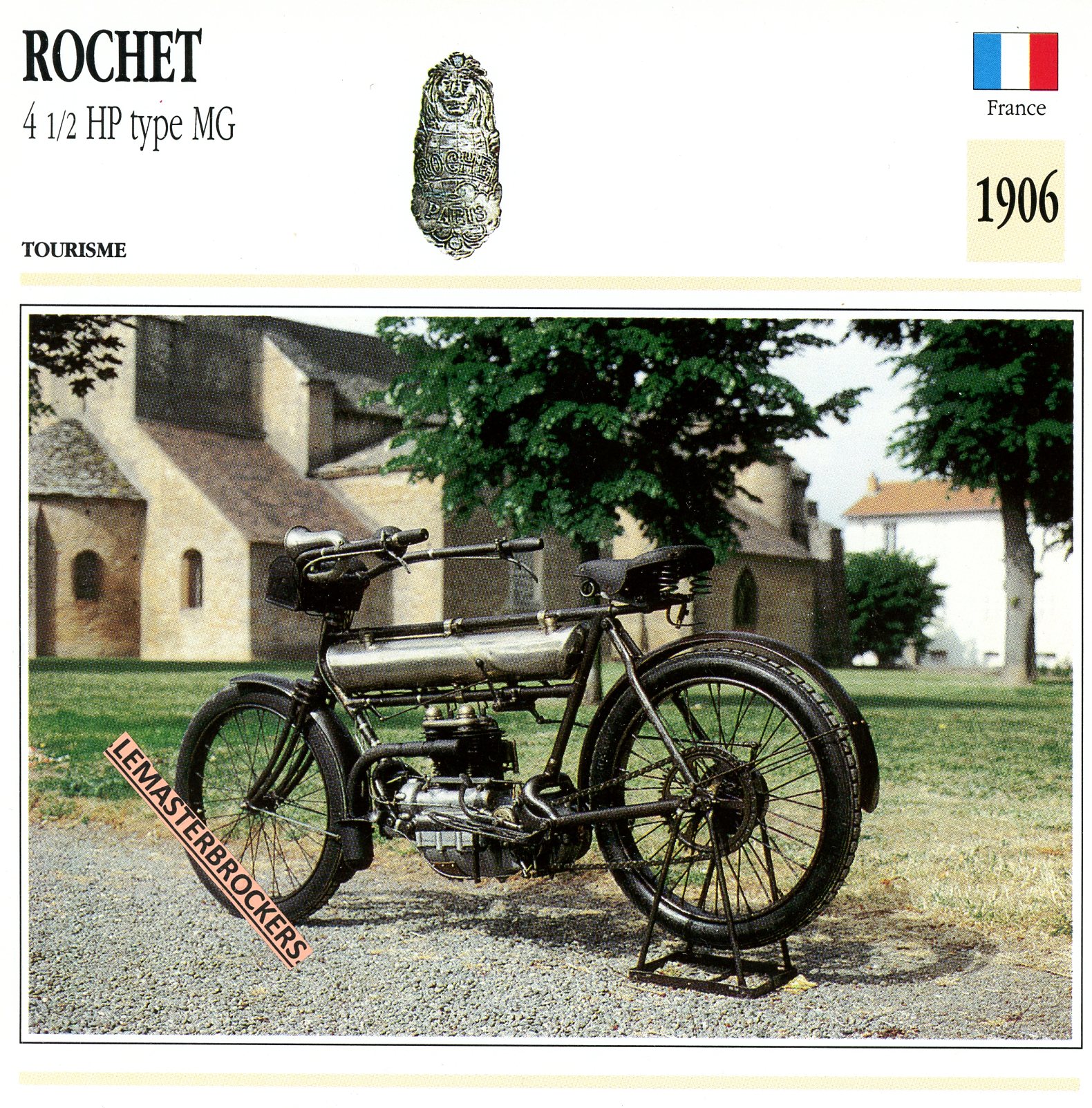 ROCHET-4HP-TYPE-MG-1906-FICHE-MOTO-LEMASTERBROCKERS-CARD-MOTORCYCLE