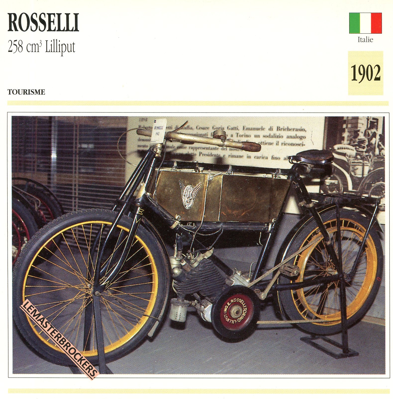 ROSSELLI-2558-LILLIPUT-1902-FICHE-MOTO-LEMASTERBROCKERS-CARD-MOTORCYCLE