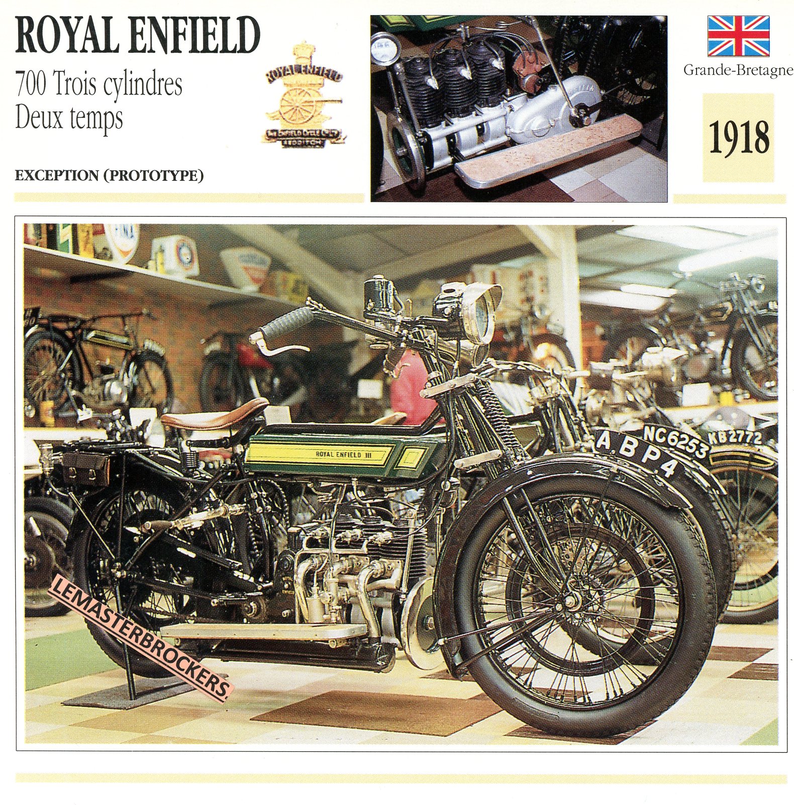 ROYAL-ENFIELD-700-1918-FICHE-MOTO-LEMASTERBROCKERS-CARD-MOTORCYCLE