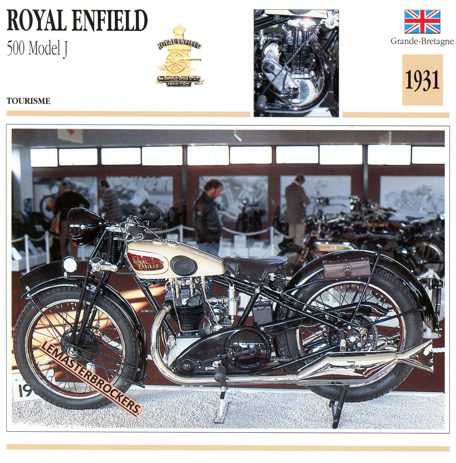 ROYAL ENFIELD 500 MODEL J  1931 - FICHE MOTO