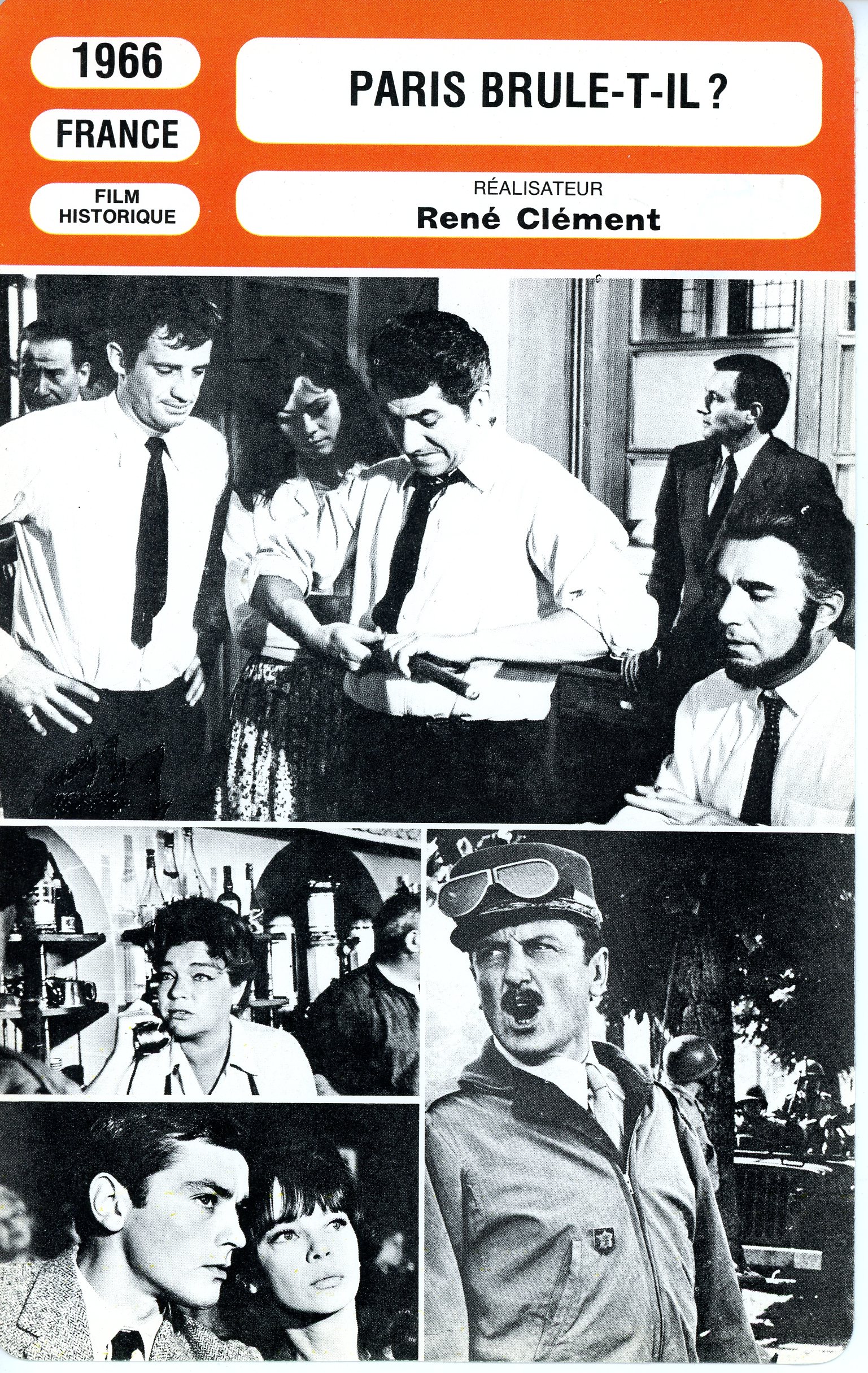 FICHE CINÉMA - PARIS BRULE-T-IL ? - RENÉ CLÉMENT - FILM HISTORIQUE 1966