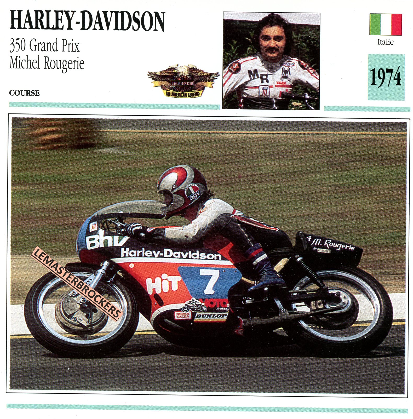 HARLEY-DAVIDSON-350-GRAND-PRIX-MICHEL-ROUGERIE-1974 -FICHE-MOTO-LEMASTERBROCKERS