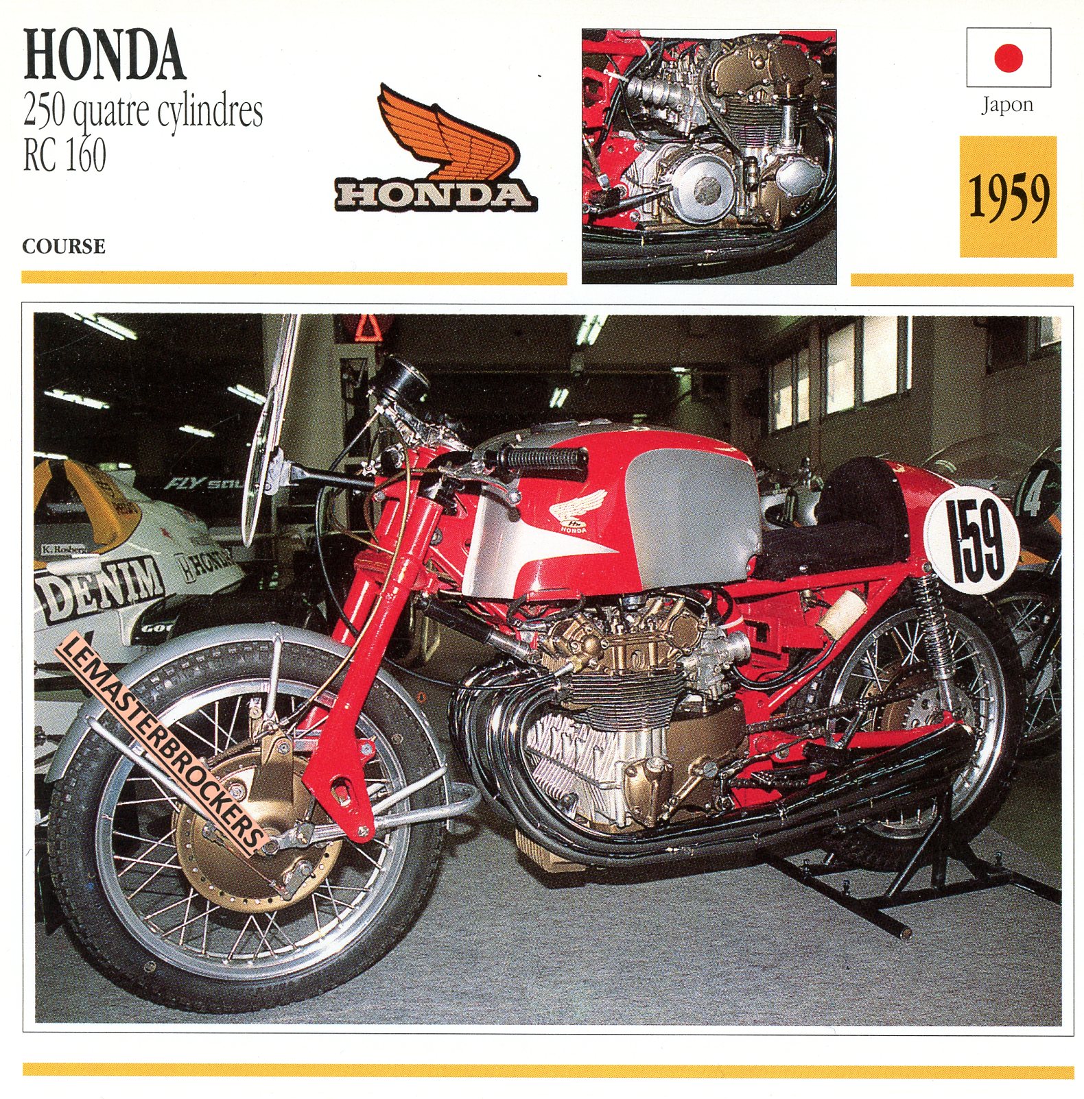 FICHE-MOTO-HONDA-250-RC160-1959-LEMASTERBROCKERS-CARS-MOTORCYCLE