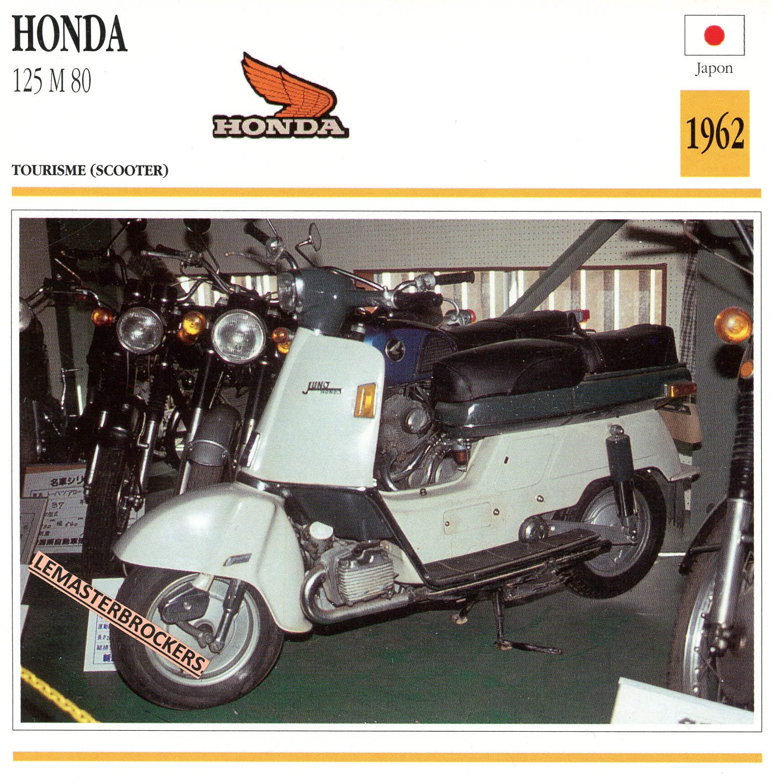 FICHE-SCOOTER-HONDA-125-M80-1962-LEMASTERBROCKERS-CARS-MOTORCYCLE