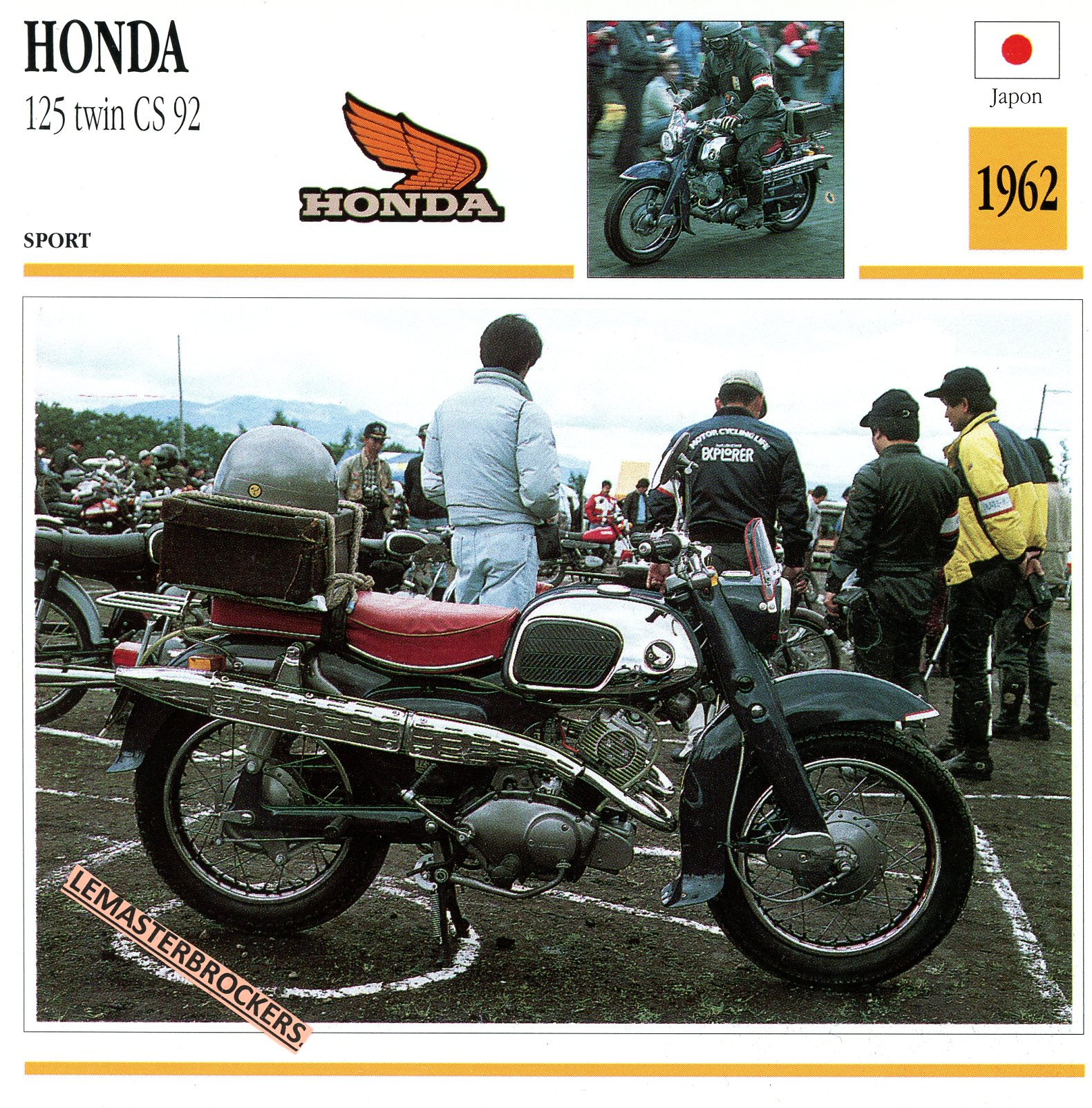 FICHE-MOTO-HONDA-125-TWIN-CS92-1962-LEMASTERBROCKERS-CARS-MOTORCYCLE