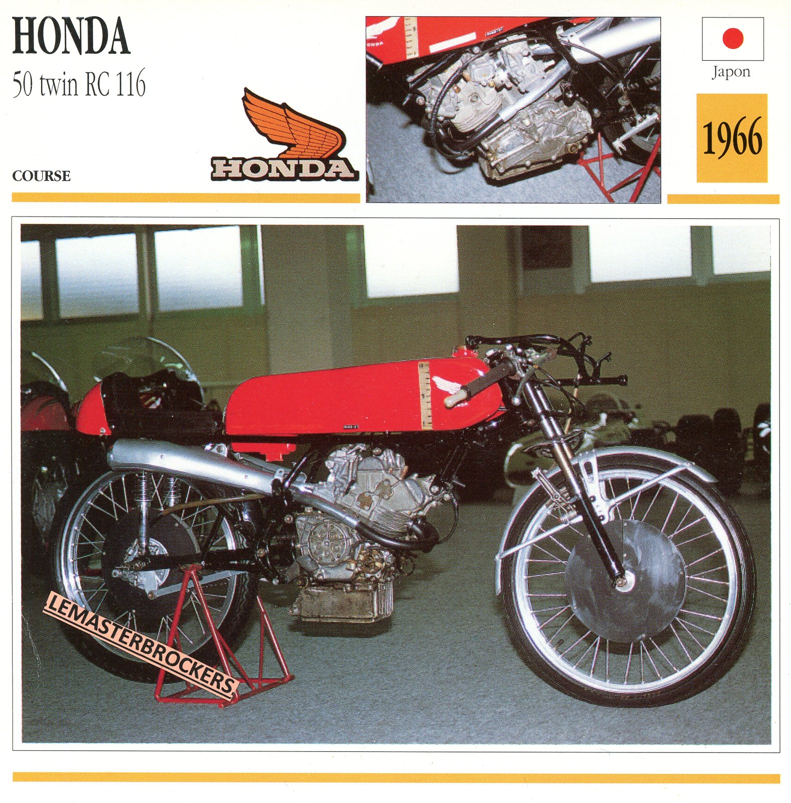 FICHE-MOTO-HONDA-50-TWIN-RC166-1966-LEMASTERBROCKERS-CARS-MOTORCYCLE