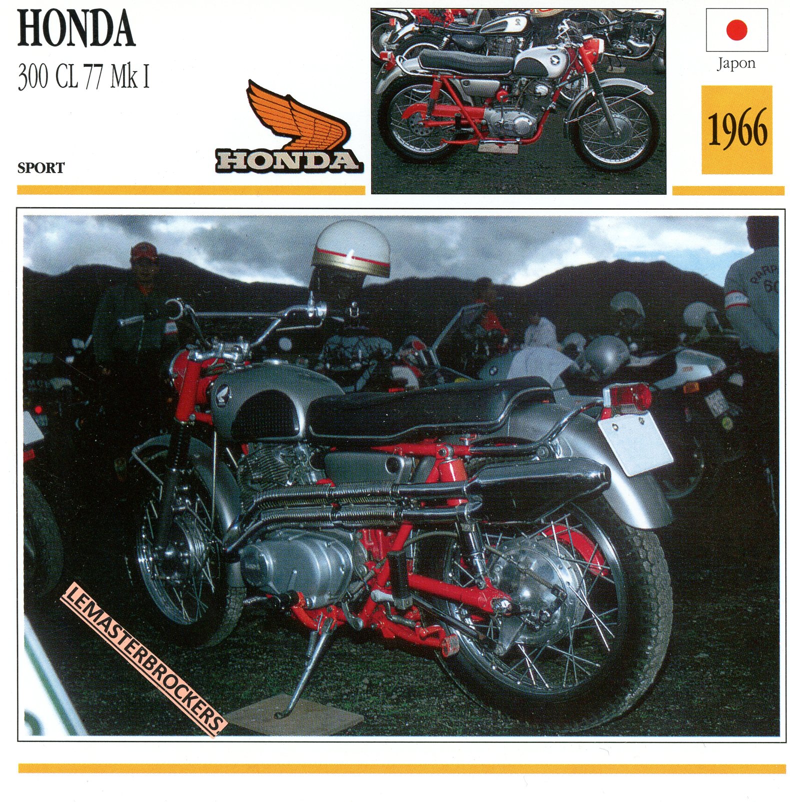 FICHE-MOTO-HONDA-300-CL77-MK1-1966-LEMASTERBROCKERS-CARS-MOTORCYCLE