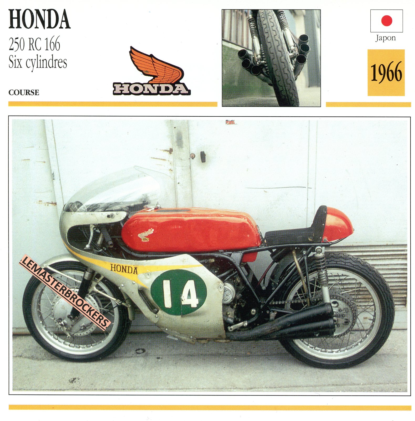 FICHE-MOTO-HONDA-250-RC-166-1966-LEMASTERBROCKERS-CARS-MOTORCYCLE