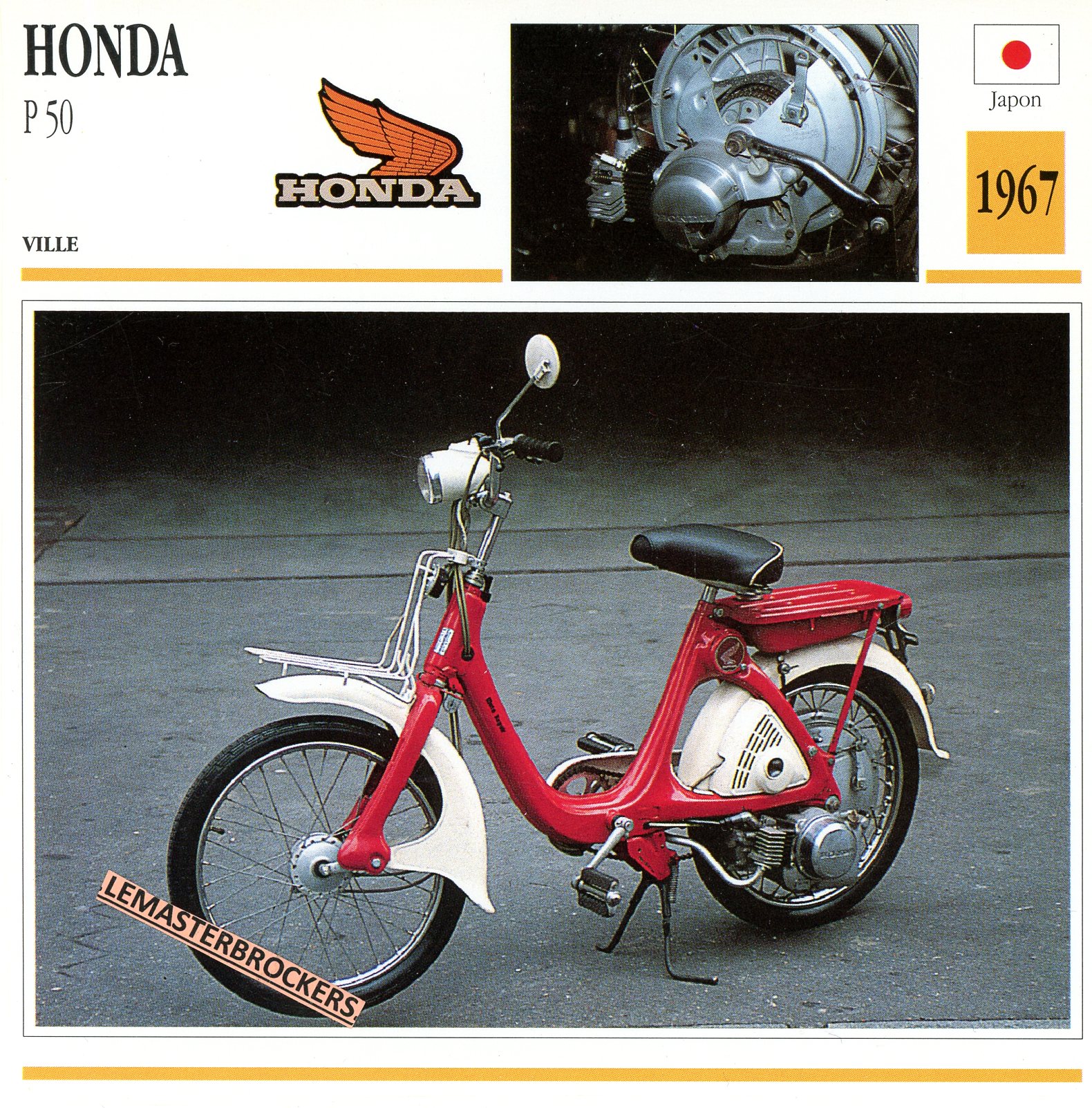 FICHE-MOTO-HONDA-P50-1967-LEMASTERBROCKERS-CARS-MOTORCYCLE