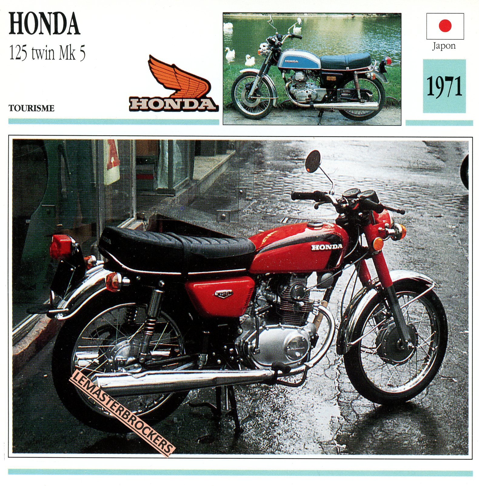 FICHE-MOTO-HONDA-125-TWIN-MK5-1971-LEMASTERBROCKERS-CARS-MOTORCYCLE